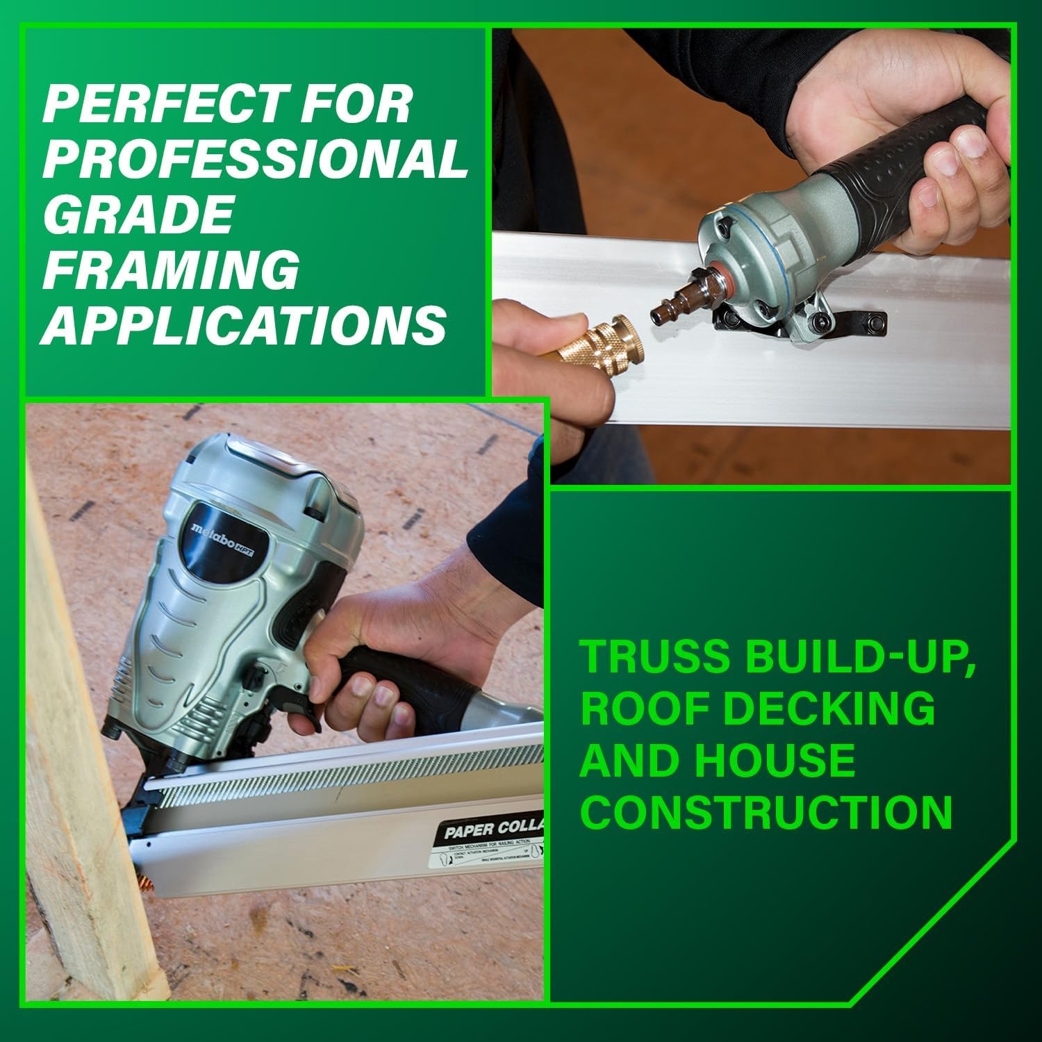 Metabo HPT Framing Nailer, Pro-Preferred Framing Tool for Flooring, Truss Build-Up, Roof Decking, and Housing Construction, Quick Switch Nailing, 3-1/2″ 30° Paper Collated Nails, NR90ADS1(Metabo HPT NR90ADS1 Framing Nailer)