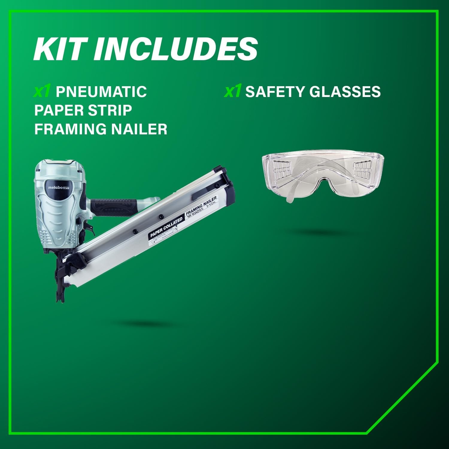 Metabo HPT Framing Nailer, Pro-Preferred Framing Tool for Flooring, Truss Build-Up, Roof Decking, and Housing Construction, Quick Switch Nailing, 3-1/2″ 30° Paper Collated Nails, NR90ADS1(Metabo HPT NR90ADS1 Framing Nailer)