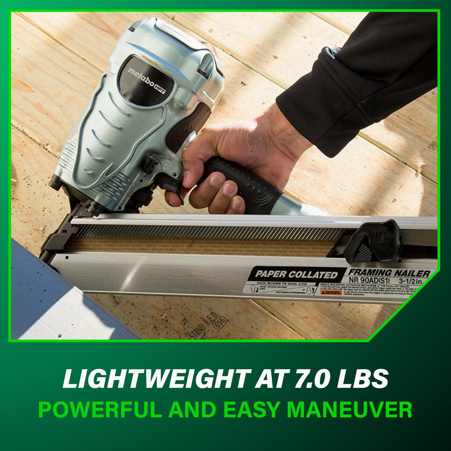 Metabo HPT Framing Nailer, Pro-Preferred Framing Tool for Flooring, Truss Build-Up, Roof Decking, and Housing Construction, Quick Switch Nailing, 3-1/2″ 30° Paper Collated Nails, NR90ADS1(Metabo HPT NR90ADS1 Framing Nailer)
