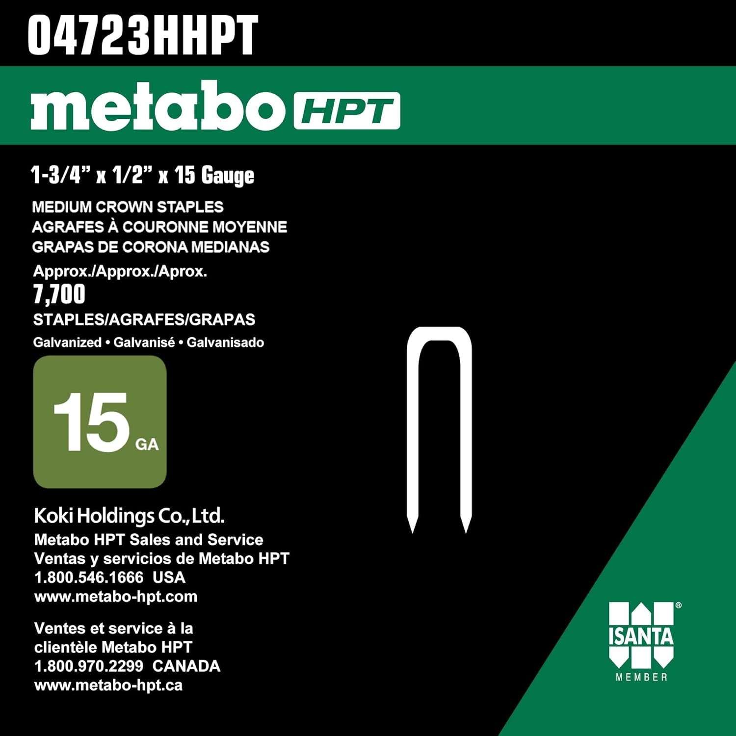 Metabo HPT Flooring Staples, 1-3/4″ x 15, Galvanized, For N5010AB, 7700 Count (04723HHPT)