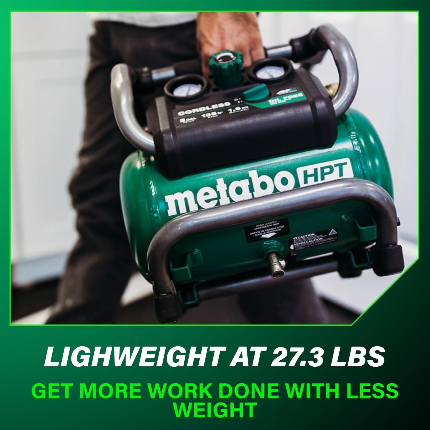 Metabo HPT 36V MultiVolt 2 Gallon Cordless Air Compressor, Portable and Versatile, Ideal for Pneumatic Finish Nailers and Tire Inflation, tool body only EC36DAQ4(36V MV Cordless Air Compressor (Tool Only))