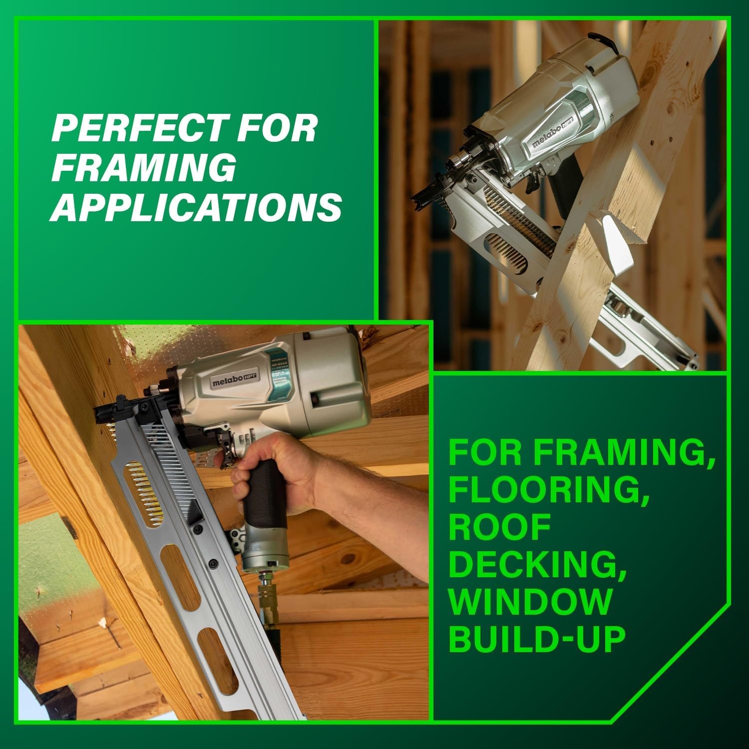 Metabo HPT Framing Nailer | High Grade Aluminum Magazine | Tool-less Depth Adjustment | Pneumatic | Framing Nails 2-Inch to 3-1/4-Inch | Rafter Hook | NR83A5(Y)(NR83A5Y (Aluminum Magazine))