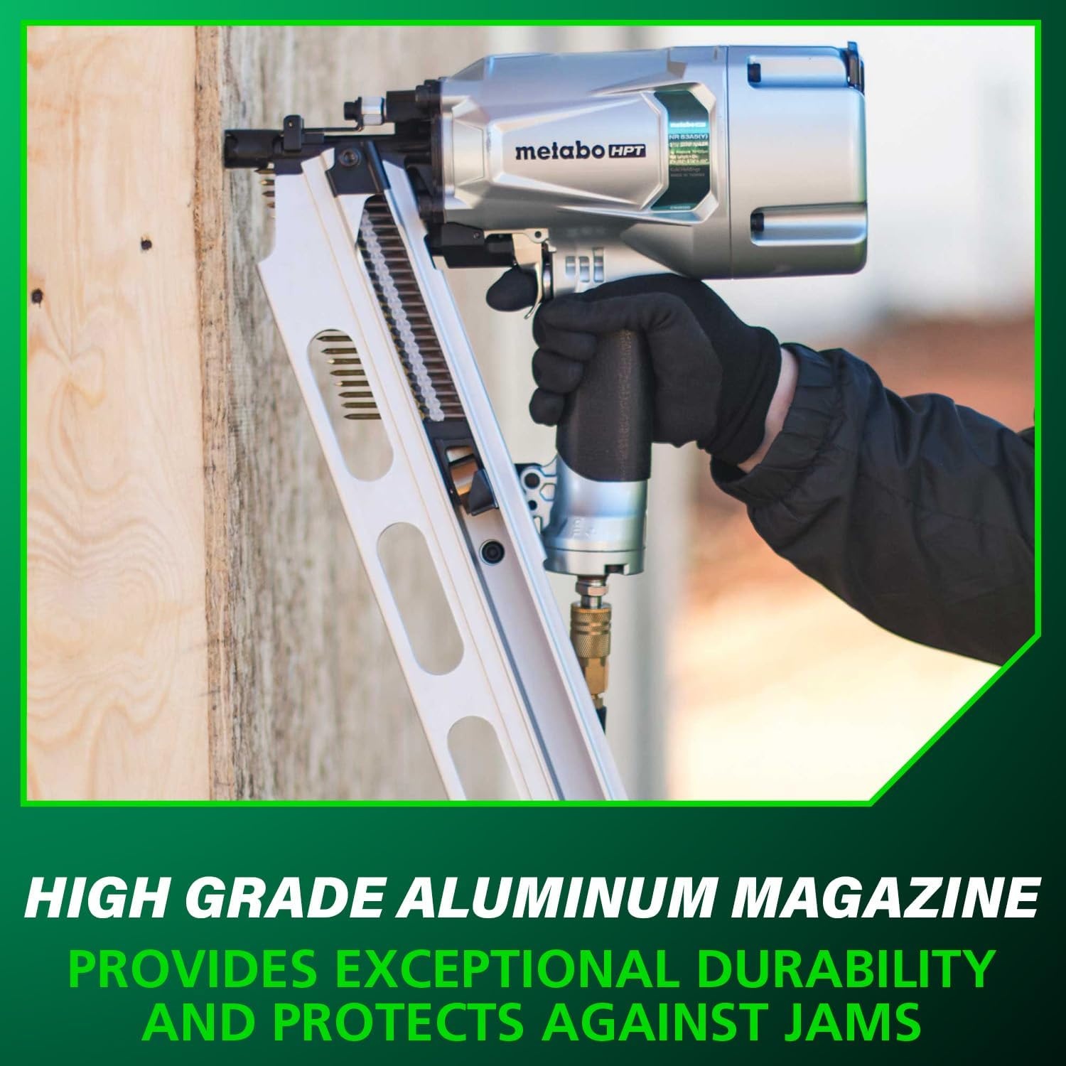 Metabo HPT Framing Nailer | High Grade Aluminum Magazine | Tool-less Depth Adjustment | Pneumatic | Framing Nails 2-Inch to 3-1/4-Inch | Rafter Hook | NR83A5(Y)(NR83A5Y (Aluminum Magazine))