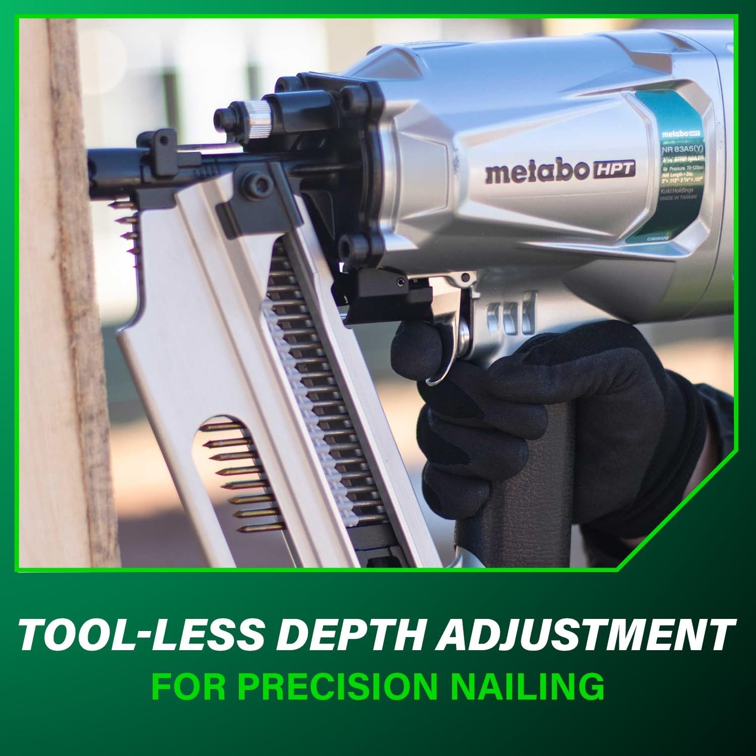 Metabo HPT Framing Nailer | High Grade Aluminum Magazine | Tool-less Depth Adjustment | Pneumatic | Framing Nails 2-Inch to 3-1/4-Inch | Rafter Hook | NR83A5(Y)(NR83A5Y (Aluminum Magazine))