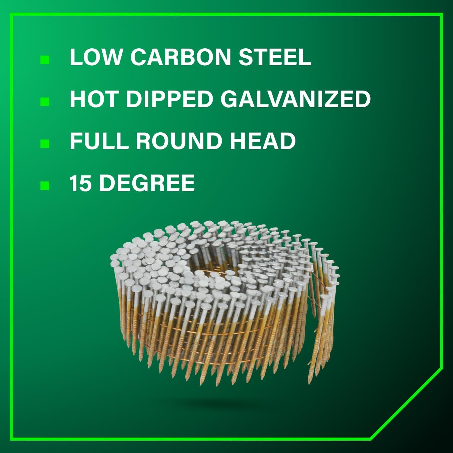 Metabo HPT Coil Siding Nails 3,600 Count, 1-3/4″ x .092, 15 Degree Full Round Head, Ring Shank, Wire Coil, Hot Dipped Galvanized Steel Nails, for Siding, Fence Nails, Metal Siding, 13363HPT(Metabo HPT 13363HPT Siding Nails)