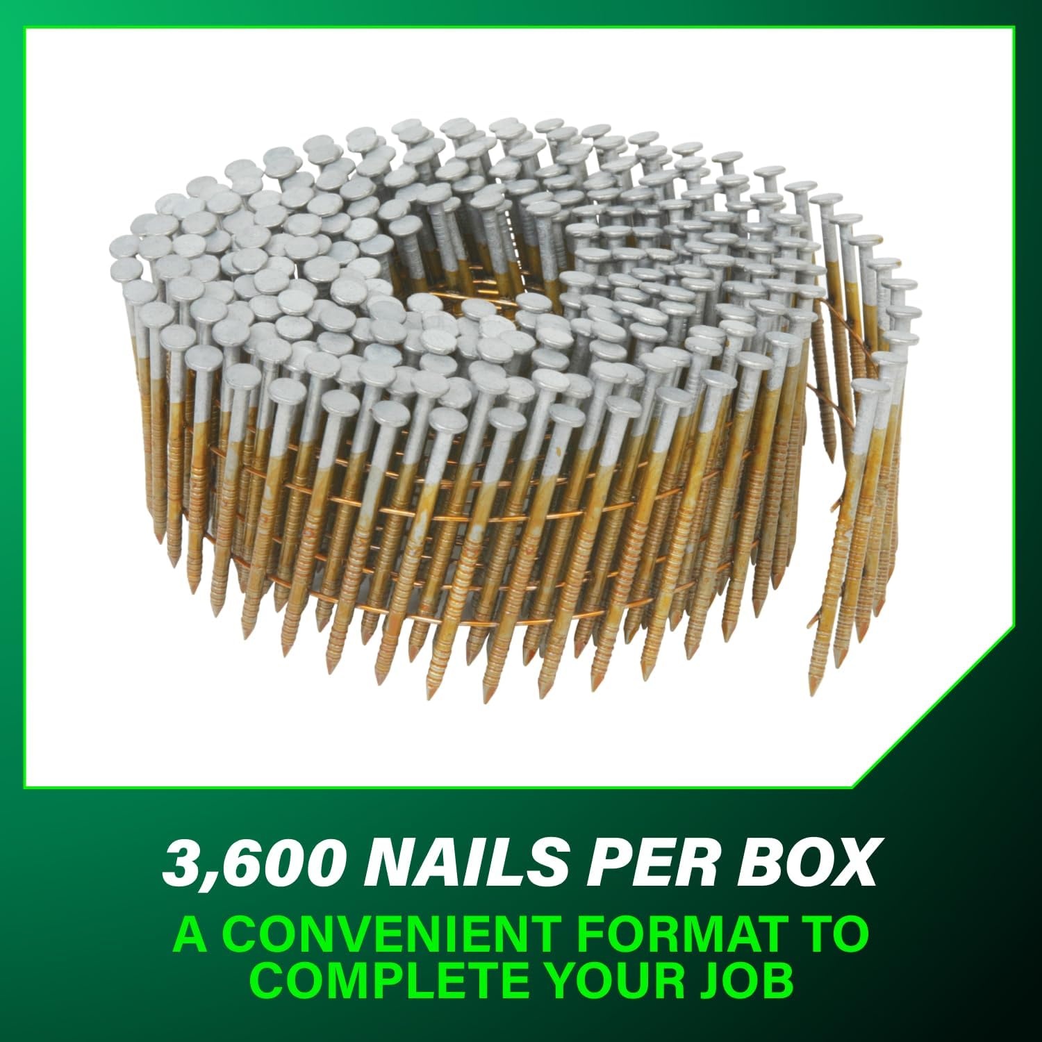 Metabo HPT Coil Siding Nails 3,600 Count, 1-3/4″ x .092, 15 Degree Full Round Head, Ring Shank, Wire Coil, Hot Dipped Galvanized Steel Nails, for Siding, Fence Nails, Metal Siding, 13363HPT(Metabo HPT 13363HPT Siding Nails)