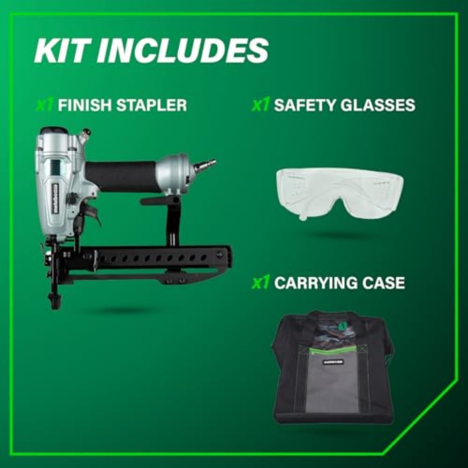 Metabo HPT PRO Finish Stapler, Pro-preferred Pneumatic Power Nailers, Finish Tool for Carpentry & Industrial Uses, All-Metal Key Component, 18 Gauge, 1/4″ Crown Staples, Length 1/2″ to 1-1/2″, N3804A5(N3804A5 – Pro Model)