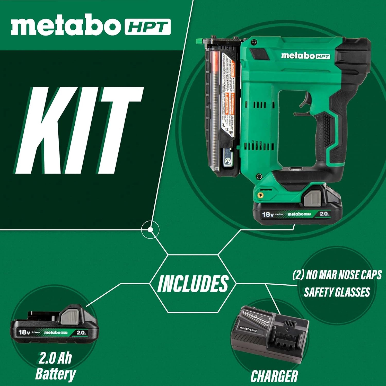 Metabo HPT 18V MultiVolt Cordless Compact Pin Nailer Kit, 23 Gauge Nailer with Power Tool 2.0Ah Lithium Ion Battery, Drives 5/8″ to 1-3/8″ Headless Pin Nails, 5-Year Warranty, NP1835DA(18V Pin Nailer Kit Only)
