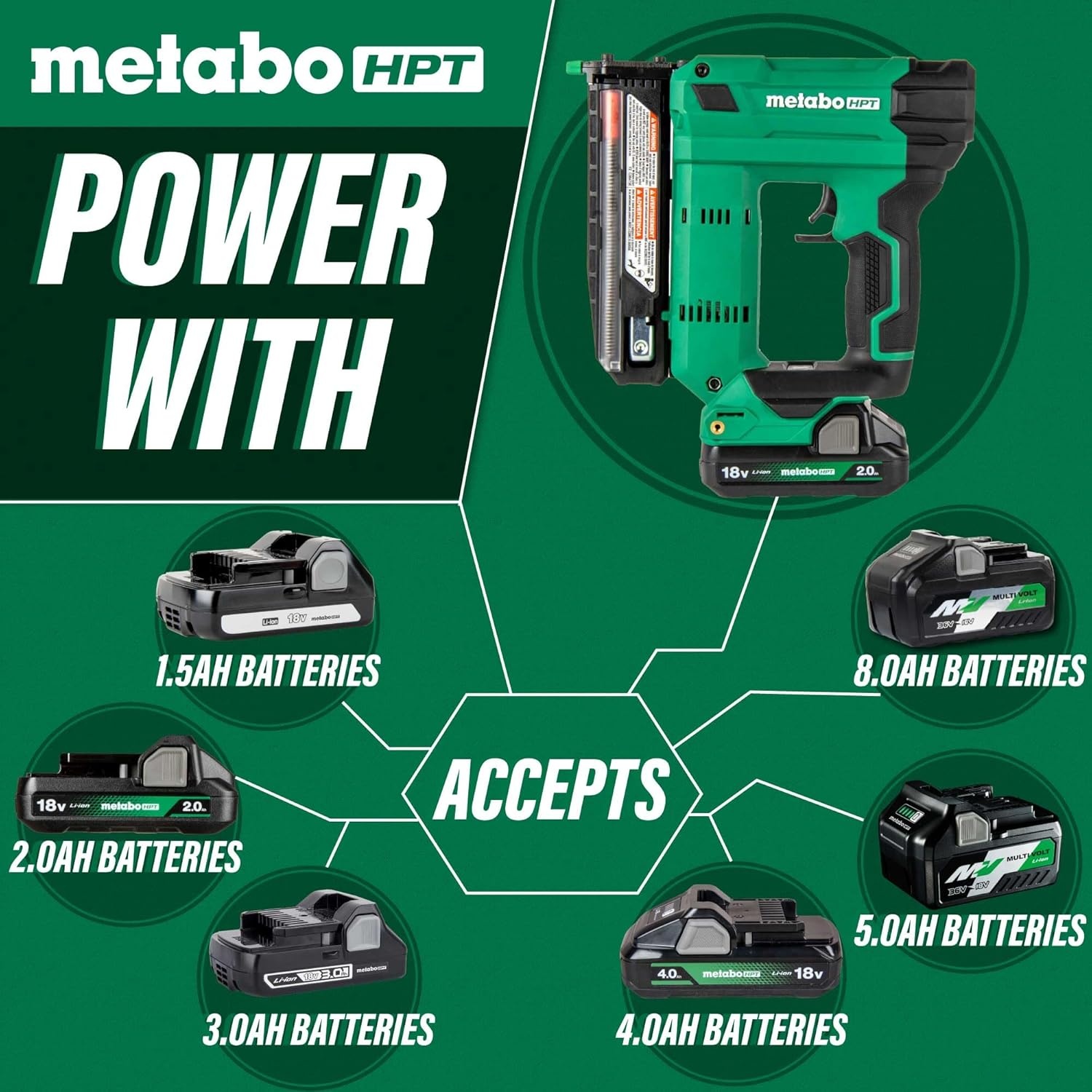 Metabo HPT 18V MultiVolt Cordless Compact Pin Nailer Kit, 23 Gauge Nailer with Power Tool 2.0Ah Lithium Ion Battery, Drives 5/8″ to 1-3/8″ Headless Pin Nails, 5-Year Warranty, NP1835DA(18V Pin Nailer Kit Only)