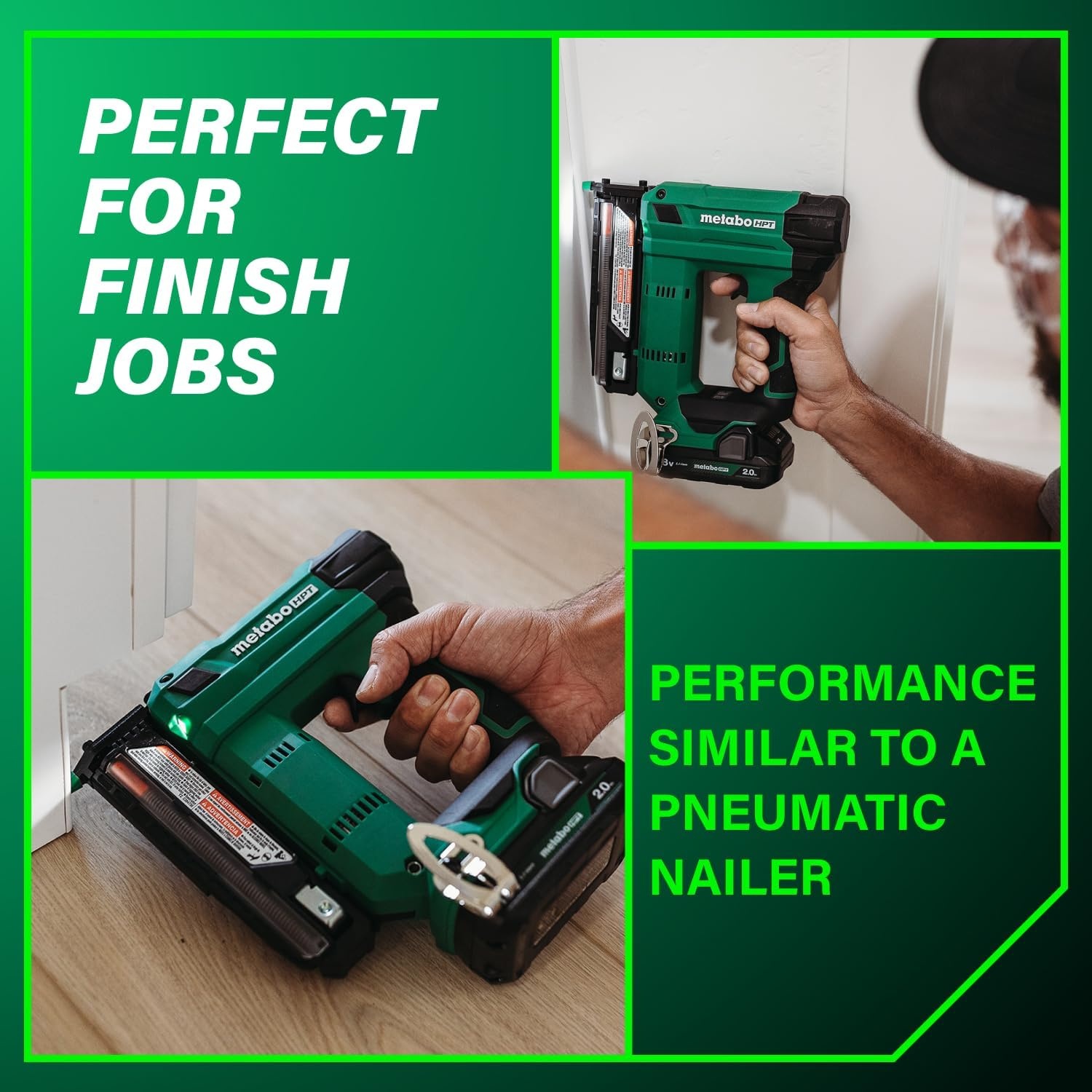 Metabo HPT 18V MultiVolt Cordless Compact Pin Nailer Kit, 23 Gauge Nailer with Power Tool 2.0Ah Lithium Ion Battery, Drives 5/8″ to 1-3/8″ Headless Pin Nails, 5-Year Warranty, NP1835DA(18V Pin Nailer Kit Only)