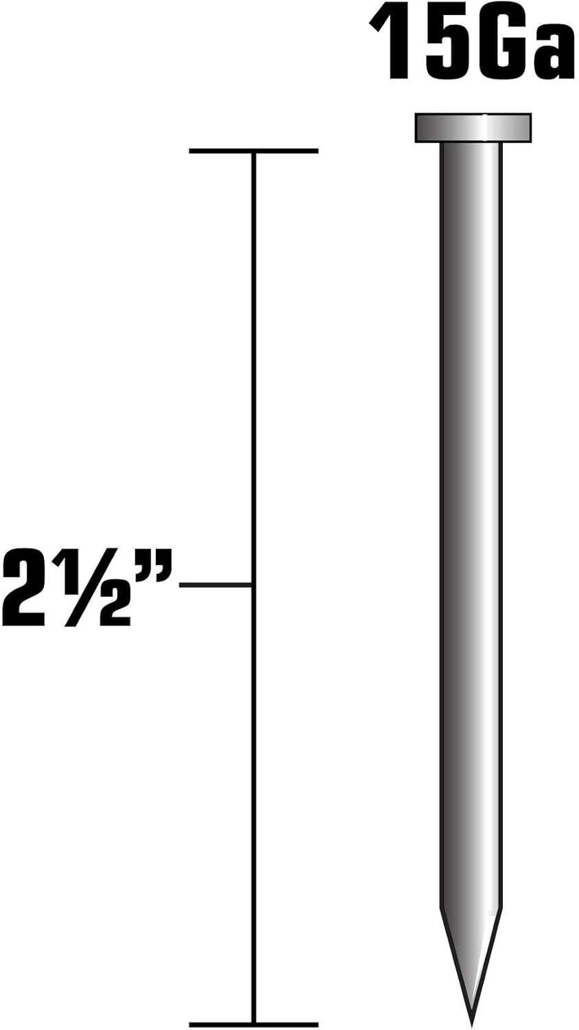 Metabo HPT Finish Nails | 2″ x 15 Gauge | Galvanized | 1000 Count | 24204SHPT(2-1/2″ x 15 GA EG)