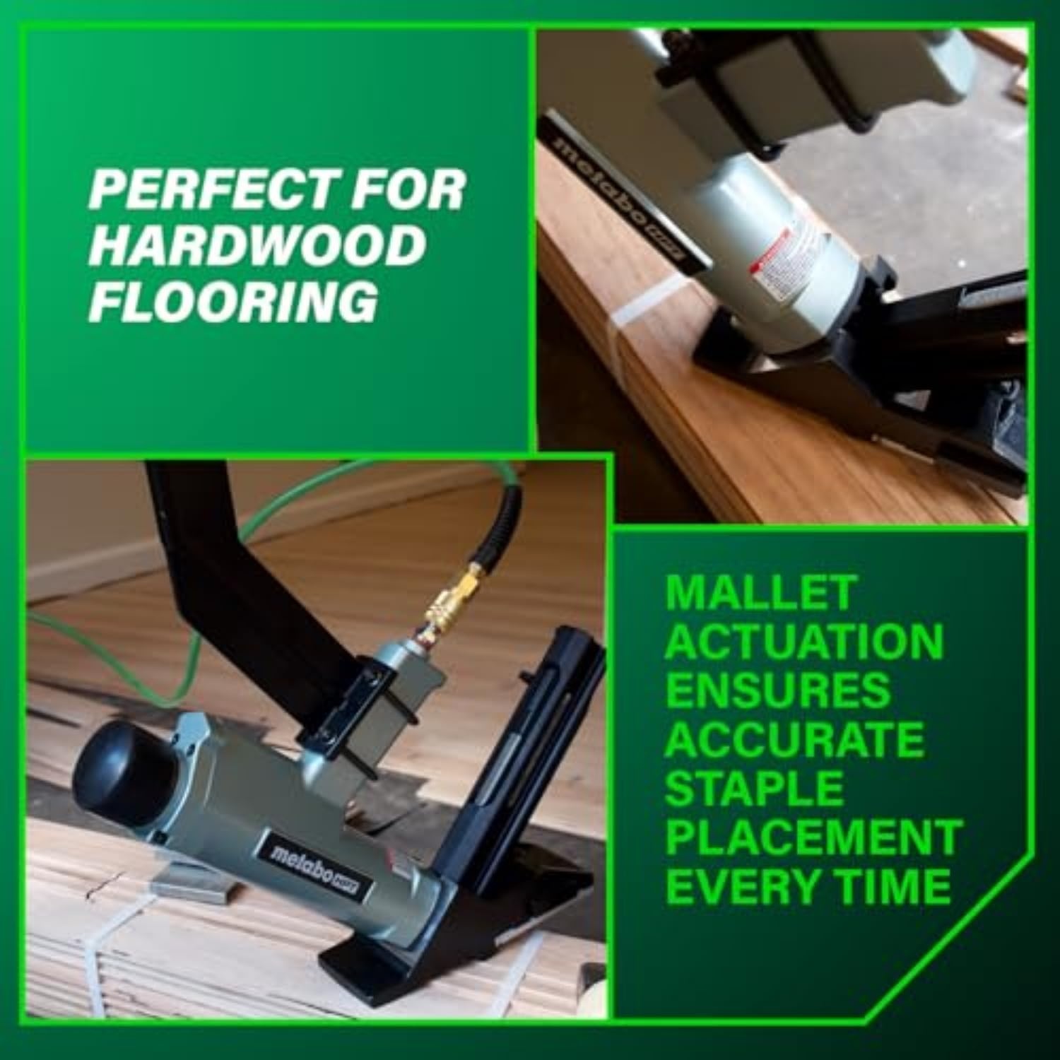 Metabo HPT 2-in-1 Flooring Nailer & Stapler, Accepts 16-Gauge L-Shaped Cleat Nails &15.5-Gauge 1/2-Inch Crown Flooring Staples, Mallet Actuated Pneumatic Operation, N5010AC(N5010AB)