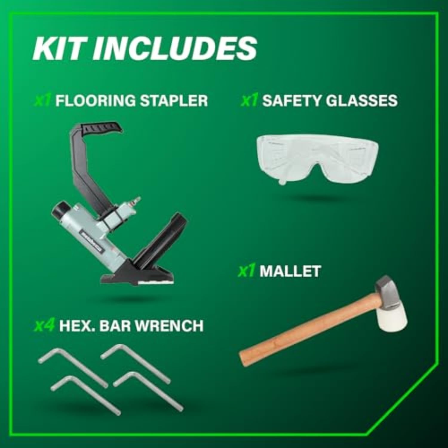 Metabo HPT 2-in-1 Flooring Nailer & Stapler, Accepts 16-Gauge L-Shaped Cleat Nails &15.5-Gauge 1/2-Inch Crown Flooring Staples, Mallet Actuated Pneumatic Operation, N5010AC(N5010AB)