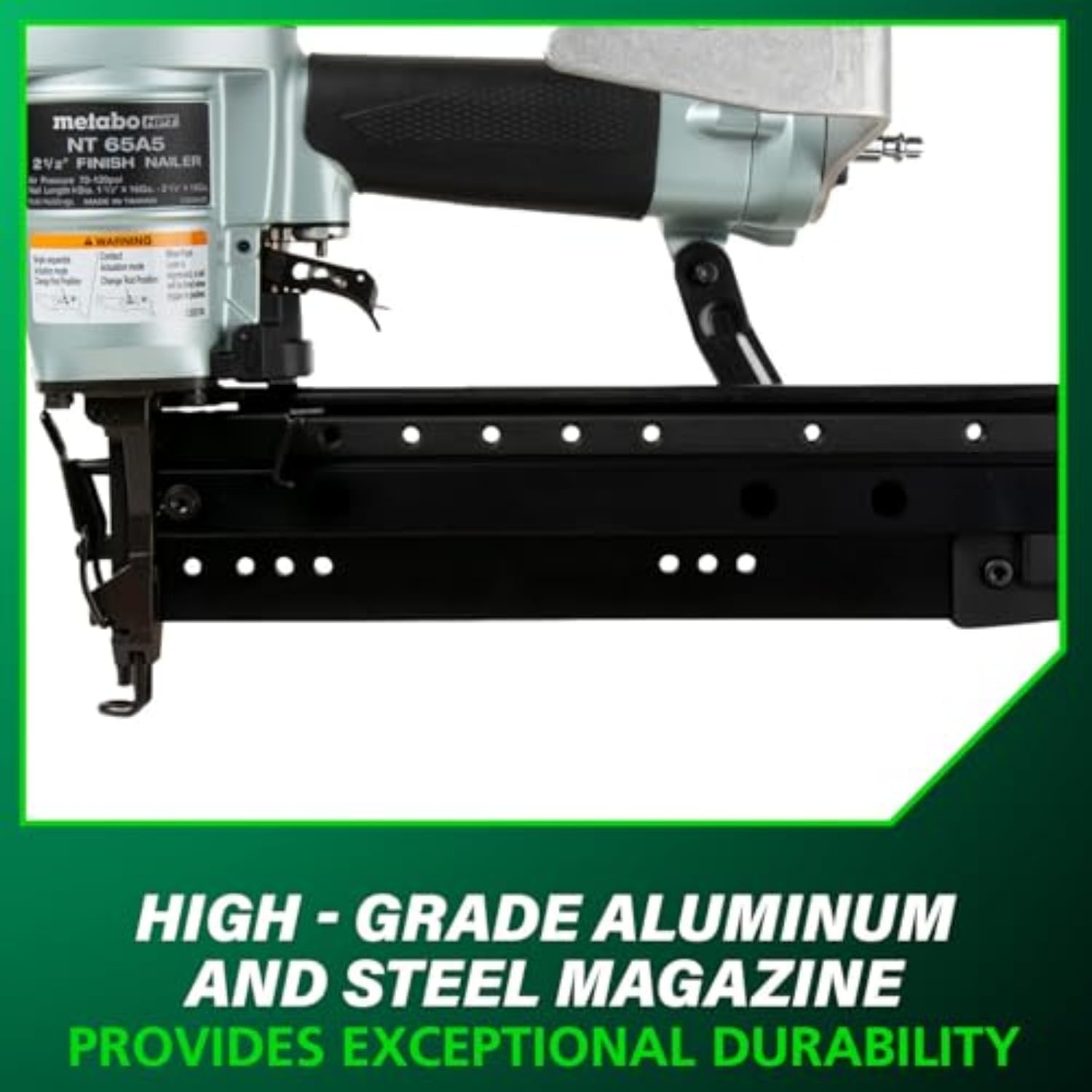 Metabo HPT Pro Finish Nailer, Pro-Preferred Pneumatic Power Nailers for Finish Applications, High Grade Aluminium Magazine, 16 Gauge, 1-1/2″ to 2-1/2″ Straight Nails, NT65A5