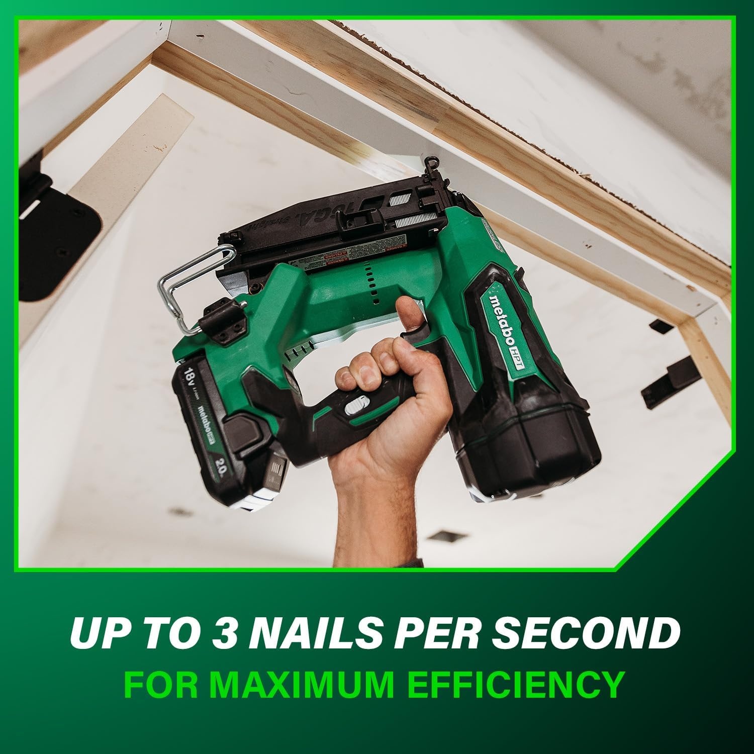 Metabo HPT 18V MultiVolt Brushless Pro 16-GA Straight Finish Nailer Kit, 16 Gauge Finish Nailer, Power Tool with 2.0Ah Lithium Ion Battery, 1″ to 2-1/2″ Nails, Powerful Brushless Motor, NT1865DSA(NT1865DMST)