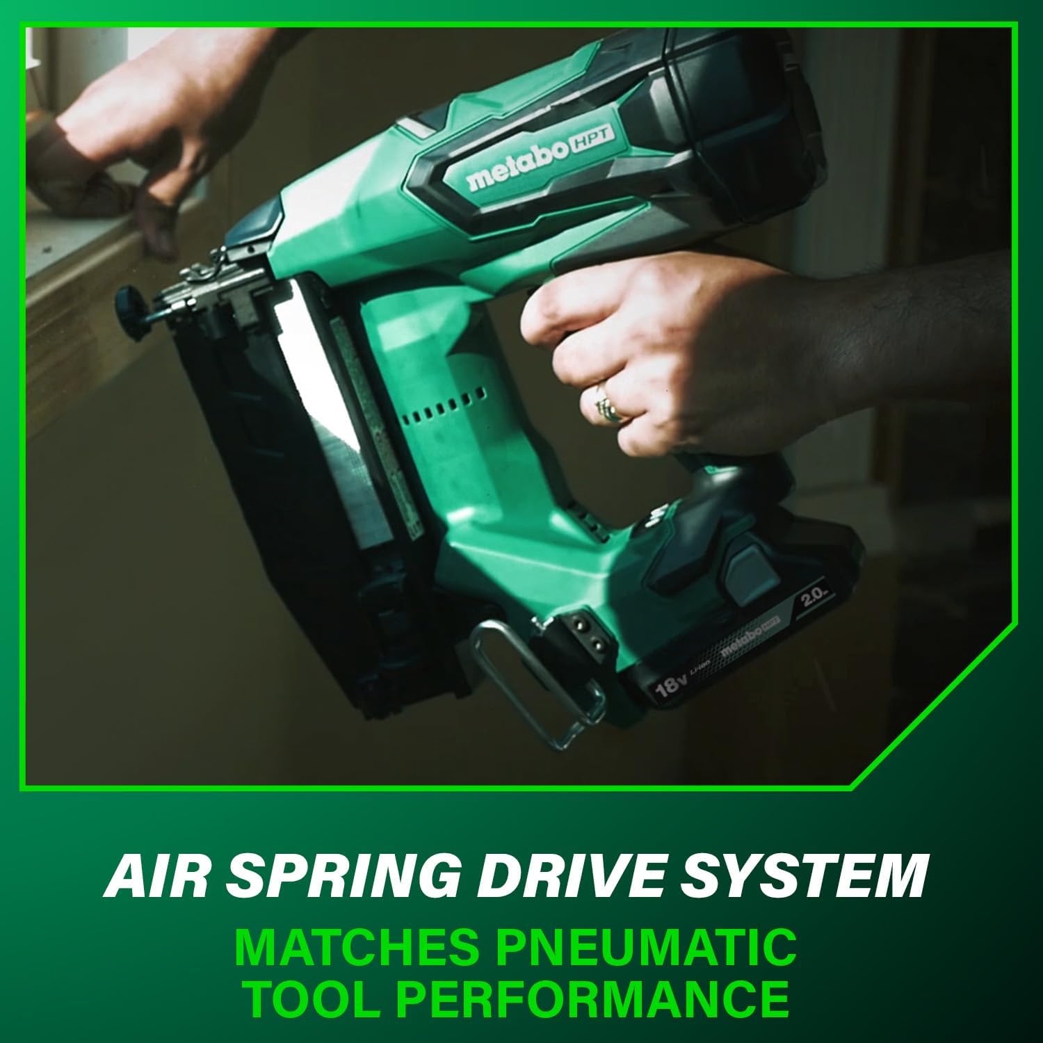 Metabo HPT 18V MultiVolt Brushless Pro 16-GA Straight Finish Nailer Kit, 16 Gauge Finish Nailer, Power Tool with 2.0Ah Lithium Ion Battery, 1″ to 2-1/2″ Nails, Powerful Brushless Motor, NT1865DSA(NT1865DMST)