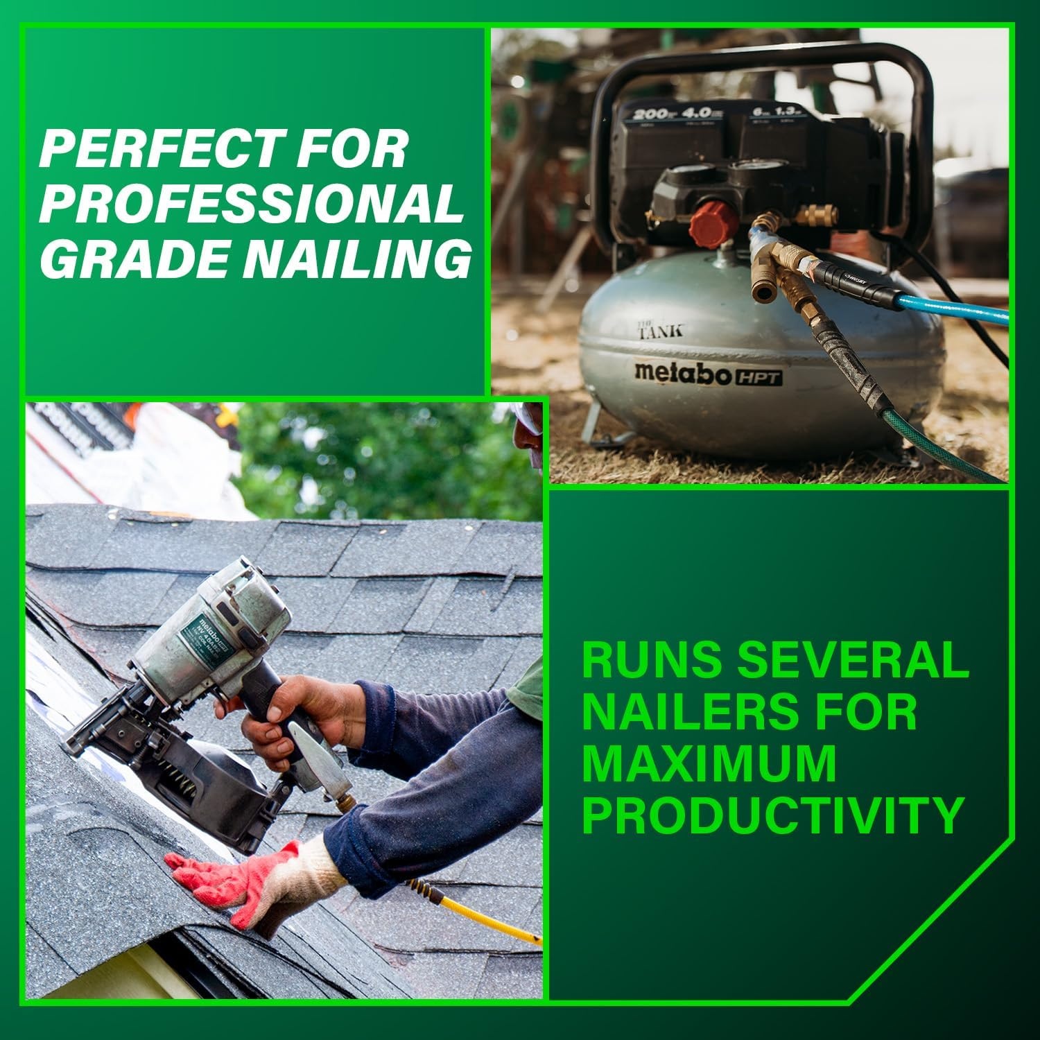 Metabo HPT Air Compressor, THE TANK, Portable Pancake Air Compressor 200 PSI, 6 Gallon Tank, Versatile for Use with Framing, Siding, Finish, Brad or Roofing Nailers, EC914S(6-Gallon Pancake  200 PSI)