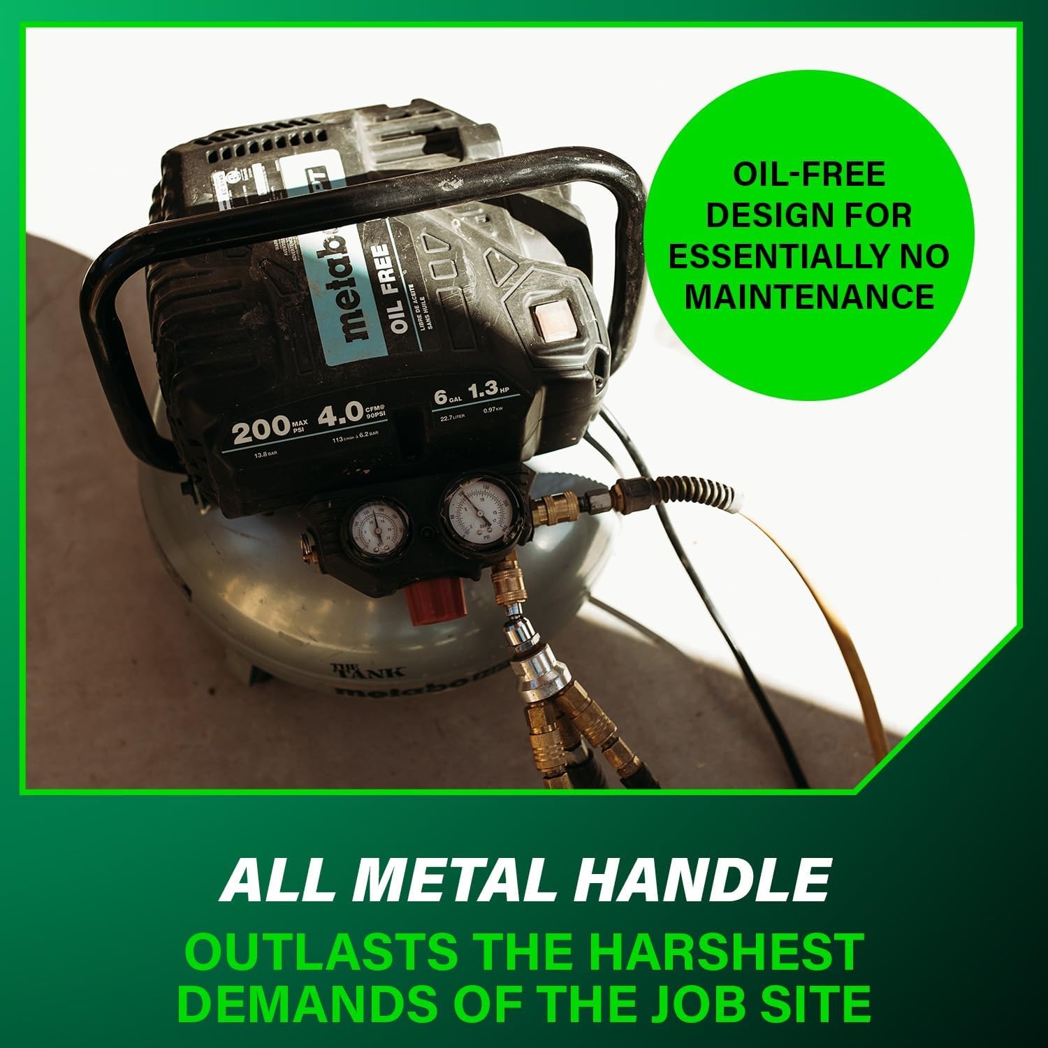 Metabo HPT Air Compressor, THE TANK, Portable Pancake Air Compressor 200 PSI, 6 Gallon Tank, Versatile for Use with Framing, Siding, Finish, Brad or Roofing Nailers, EC914S(6-Gallon Pancake  200 PSI)
