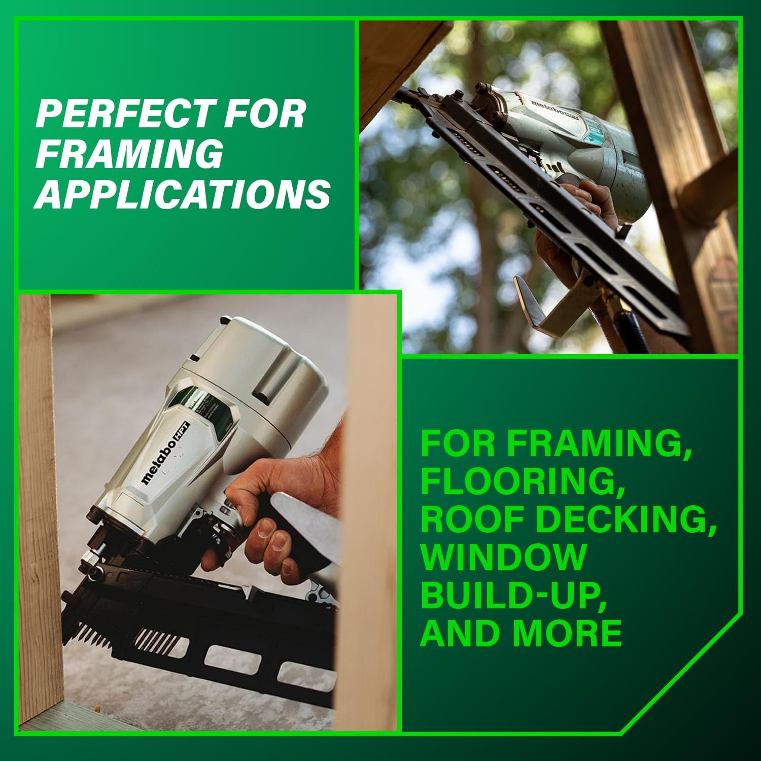 Metabo HPT Framing Nailer | High Grade Aluminum Magazine | Tool-less Depth Adjustment | Pneumatic | Framing Nails 2-Inch to 3-1/4-Inch | Rafter Hook | NR83A5(Y)(NR83A5)
