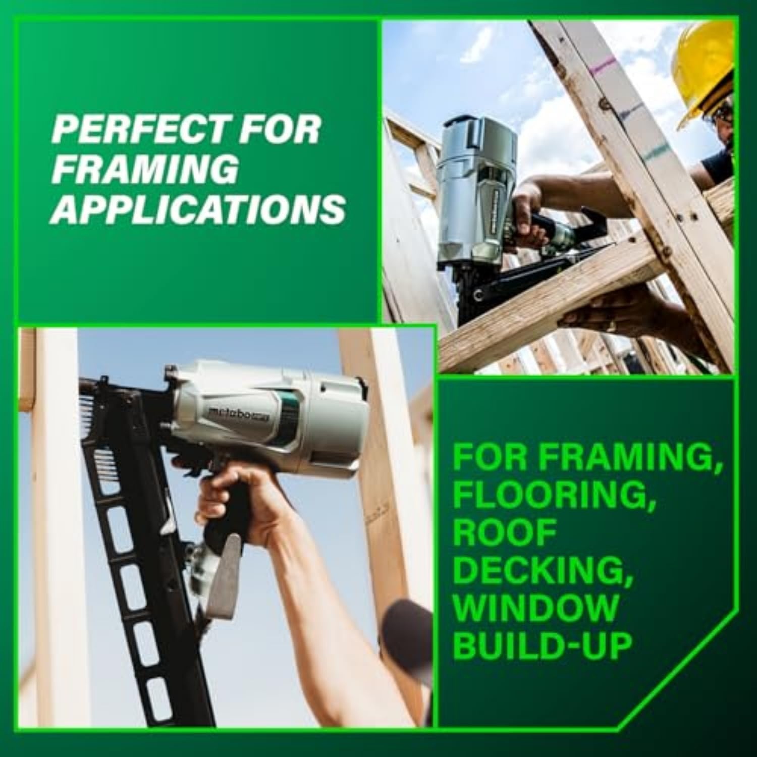 Metabo HPT Framing Nailer, Pro-Preferred Pneumatic Power Nailer & Framing Tool For Flooring, Roof Decking & More, Rapid Response Cylinder Valve, 21° 2″ to 3-1/4″ Plastic Collated Nails, NR83A5(S)(NR83A5(S) Only)