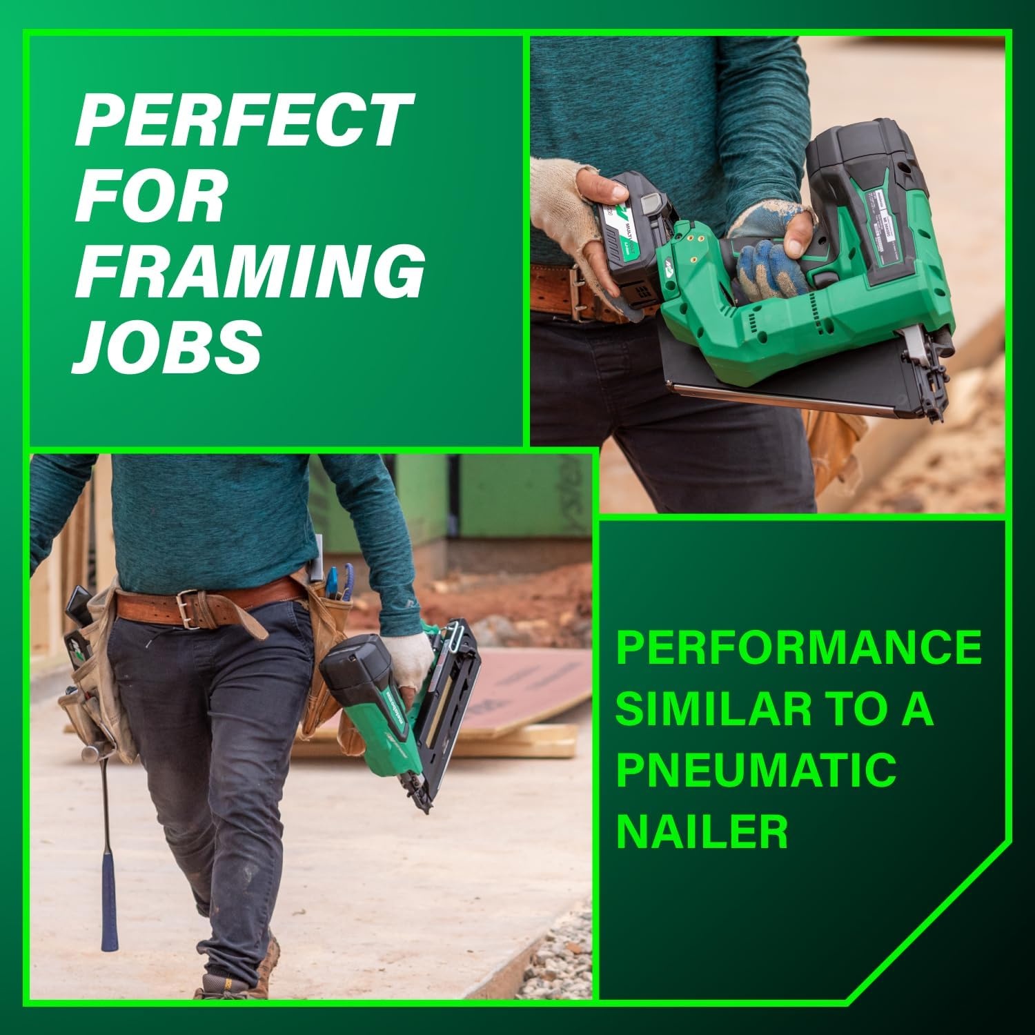 Metabo HPT 36V MultiVolt Cordless Paper Strip Framing Nailer, 3-1/2 Inch Framing Nailer with Power Tool 2.5Ah Lithium Ion Battery, Drives 2″ to 3-1/2″ Nails, NR3690DC