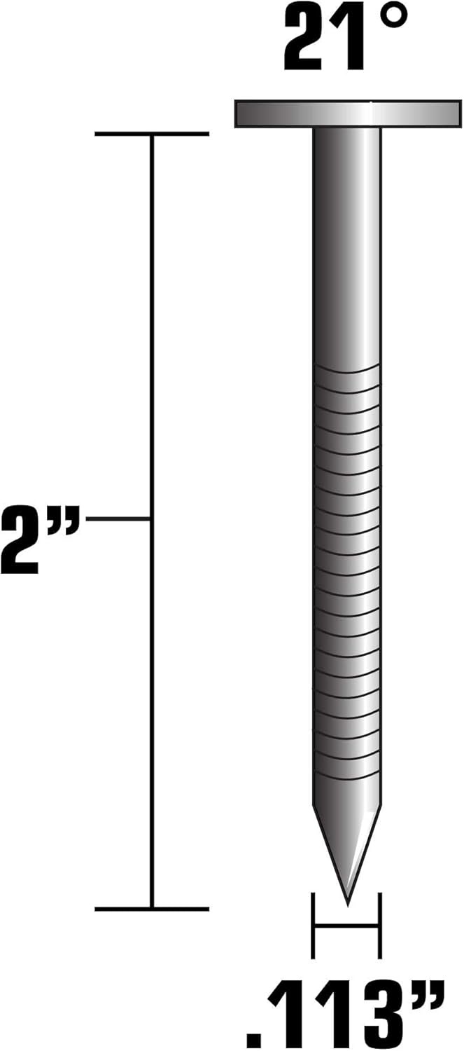 Metabo HPT Framing Nails | 2 In. x 0.113 | 21 Degree | Full Round Head | Hot Dipped Galvanized | Ring Shank | 1,000 Count | 20171SHPT(No Size)