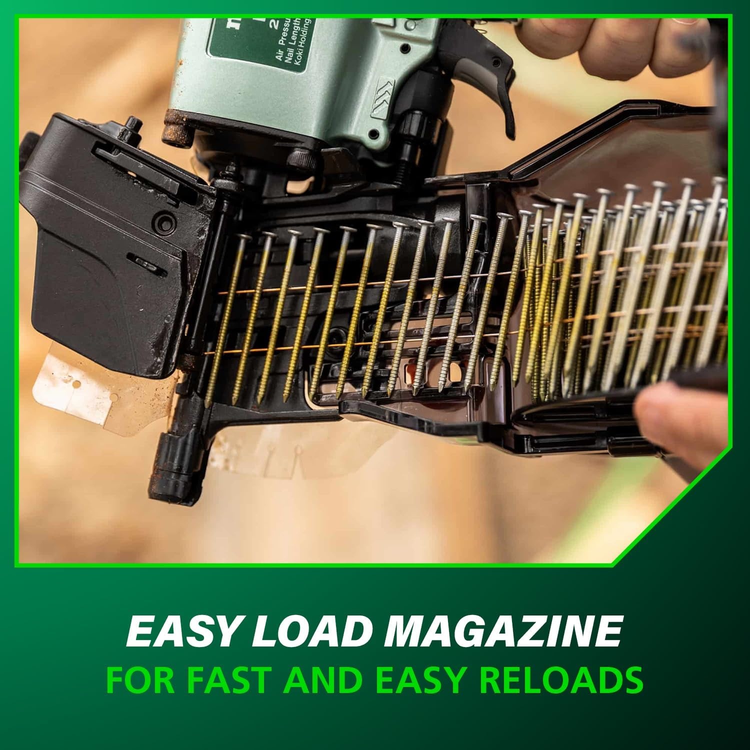 Metabo HPT Coil Siding Nailer, Pro-preferred Pneumatic Power Nailers in Siding Tools, For Sheathing, Decking & Fencing, 15° Plastic Collated Nails and 16° Wire Coil Nails, NV65AH2(NV65AH2 Only)