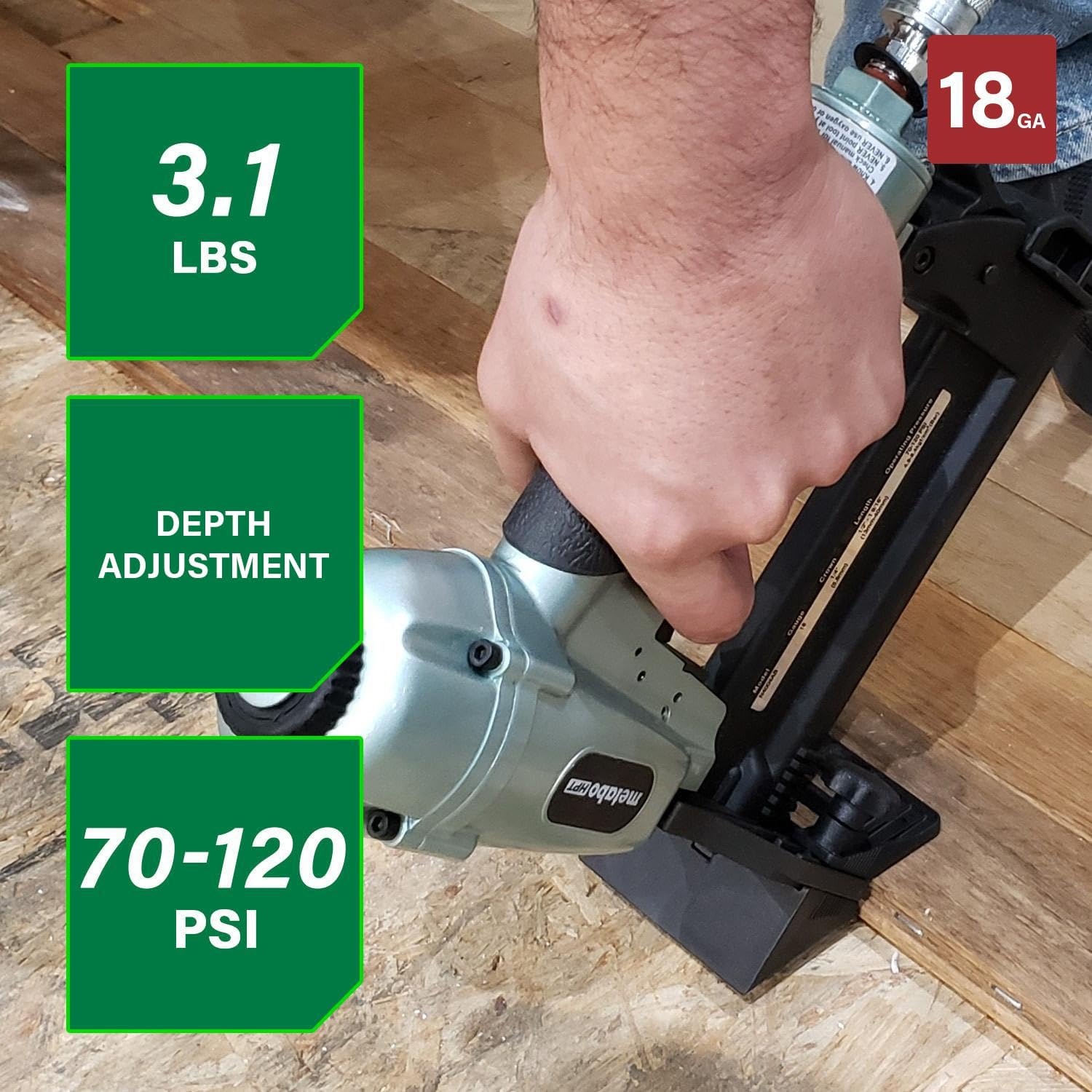 Metabo HPT Flooring Stapler, Pro-preferred Pneumatic Power Nailers, Power Stapler for Hardwood Flooring, 18 Gauge, 1/4″ Staples, Length 1/2″ to 1-9/16″, N4004AB