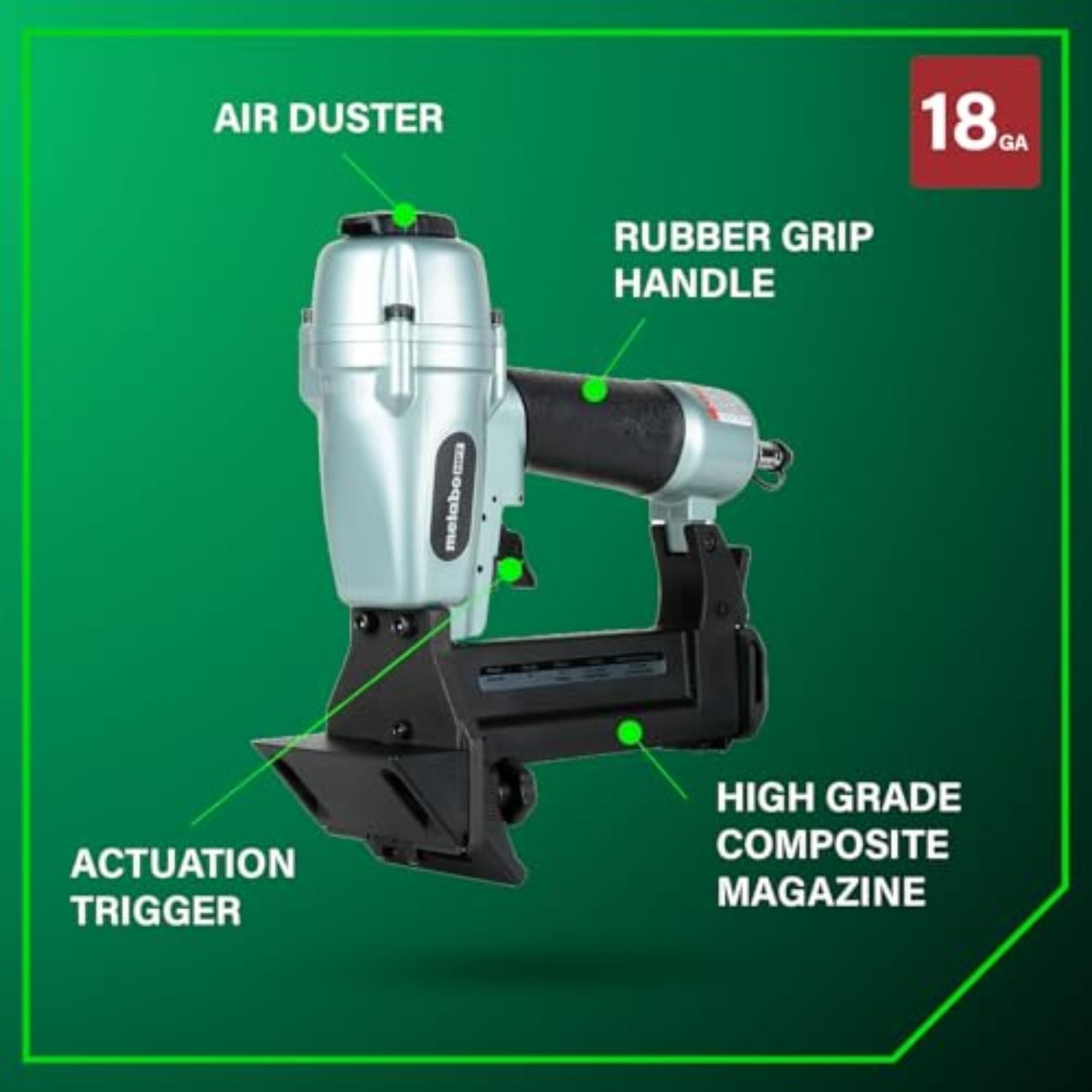 Metabo HPT Flooring Stapler, Pro-preferred Pneumatic Power Nailers, Power Stapler for Hardwood Flooring, 18 Gauge, 1/4″ Staples, Length 1/2″ to 1-9/16″, N4004AB