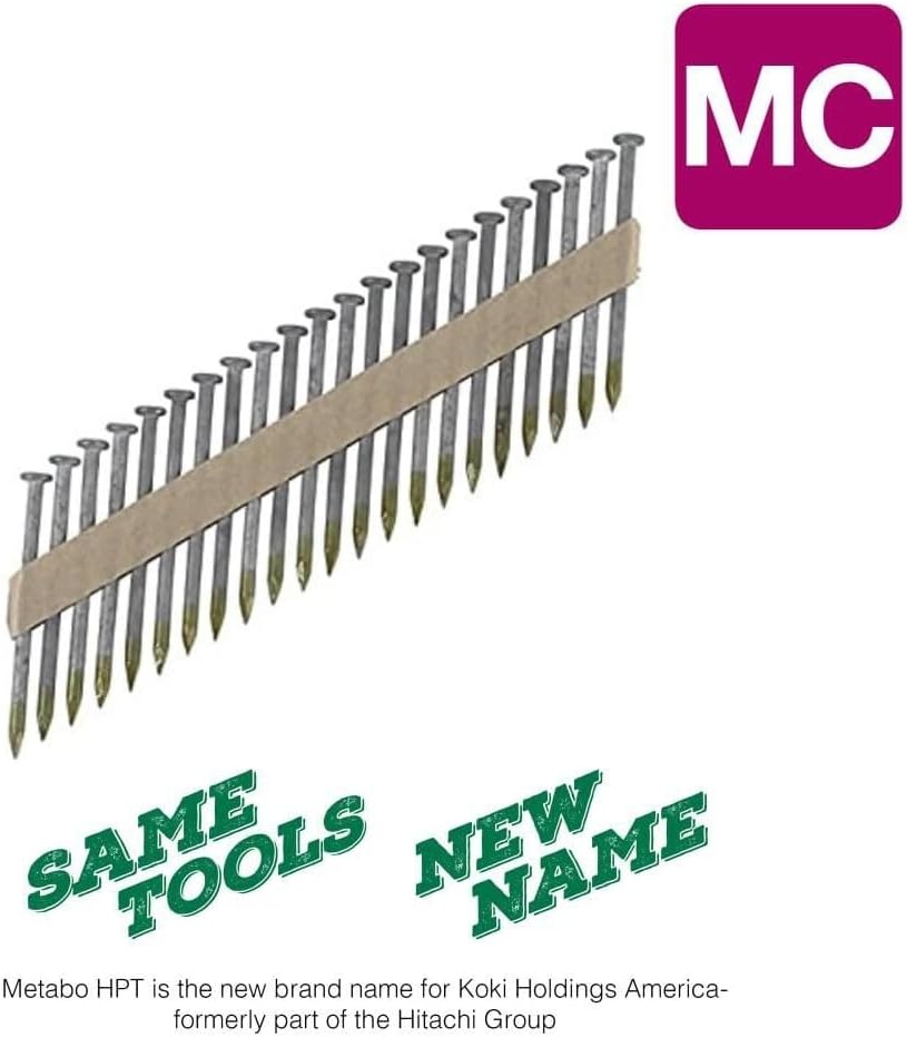Metabo HPT Framing Nails | 1-1/2 in. x .148 in | Metal Connector, Paper Tape | 36 Degree, Strap-Tite | Smooth Shank | Heat Treated, Hot-Dipped Galvanized | 3,000 Count | 17134HPT