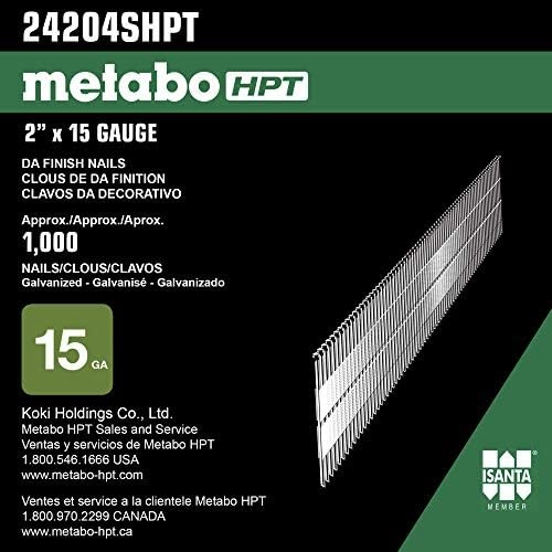 Metabo HPT Finish Nails | 2″ x 15 Gauge | Galvanized | 1000 Count | 24204SHPT(2″ x 15 GA EG)