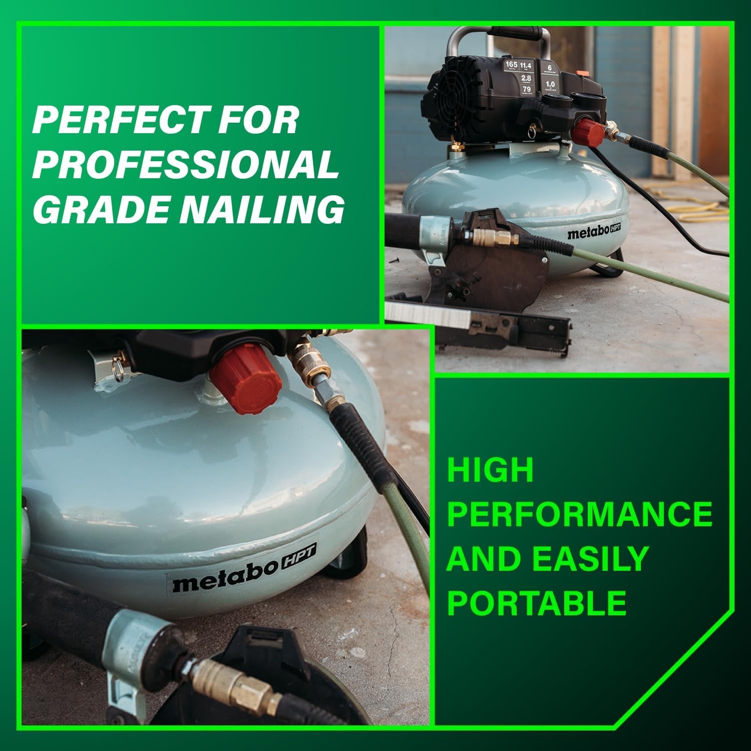 Metabo HPT Air Compressor, THE TANK, Portable Pancake Air Compressor 200 PSI, 6 Gallon Tank, Versatile for Use with Framing, Siding, Finish, Brad or Roofing Nailers, EC914S(6-Gallon Pancake  165 PSI)