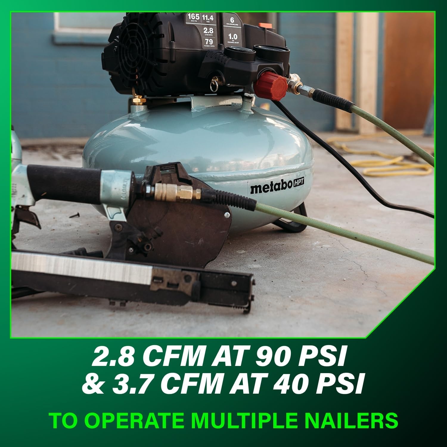 Metabo HPT Air Compressor, THE TANK, Portable Pancake Air Compressor 200 PSI, 6 Gallon Tank, Versatile for Use with Framing, Siding, Finish, Brad or Roofing Nailers, EC914S(6-Gallon Pancake  165 PSI)
