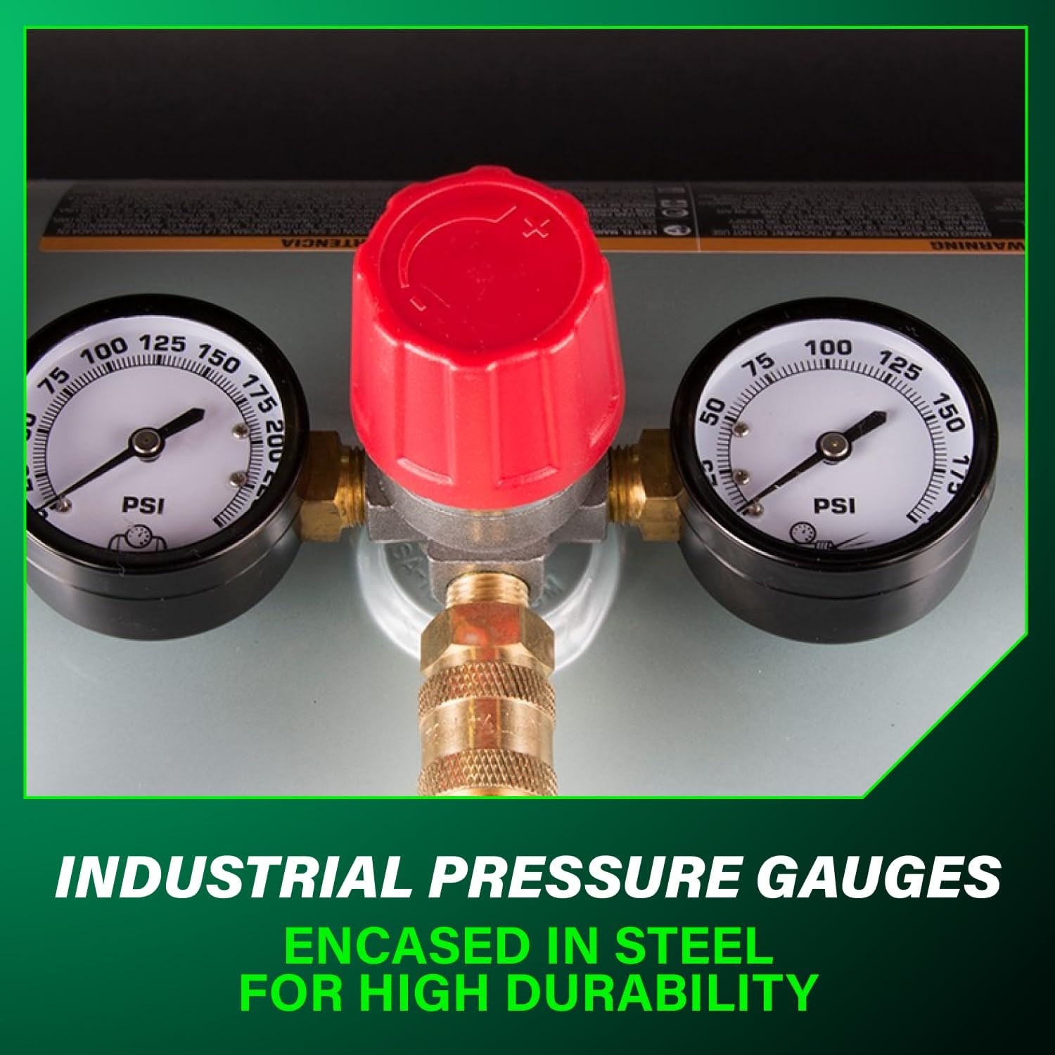 Metabo HPT Reserve Air Tank, High Capacity 10 Gallon Air Tank, ASME Certified, 5 Quick Connect Couplers, Industrial Pressure Gauges, Angled Steel Legs for Stability, UA3810AB