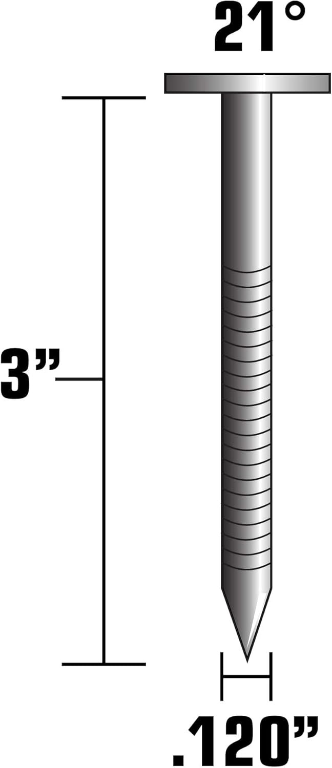 Metabo HPT 10151SHPT 3″ x .120 RG 304 Full Round Head Stainless Steel Plastic Strip Framing Nails | 1000 Count