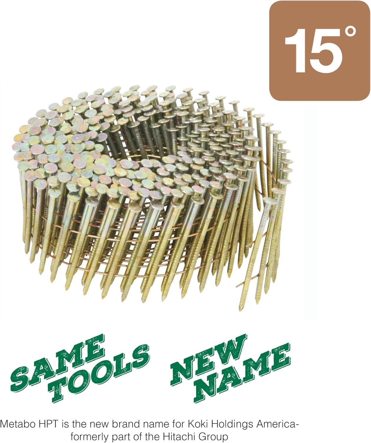 Metabo HPT | 1-3/4 in. x 0.092 in. | Ring Shank Electro-Galvanized | Wire Coil Siding Nails | 3600 Count | 13334HPT