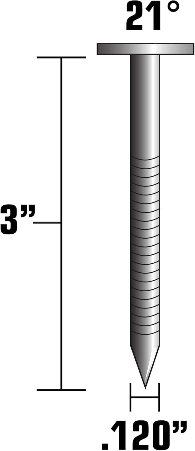 Metabo HPT Framing Nails | 3 In. x .120 | 21 Degree | Full Round Head | Ring Shank | Hot Dipped Galvanized | 2,000 Count | 10302MHPT