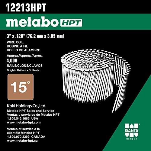 Metabo HPT 3 Inch Full Round Head Wire Coil Nails | 4,000 Count | 12213HPT