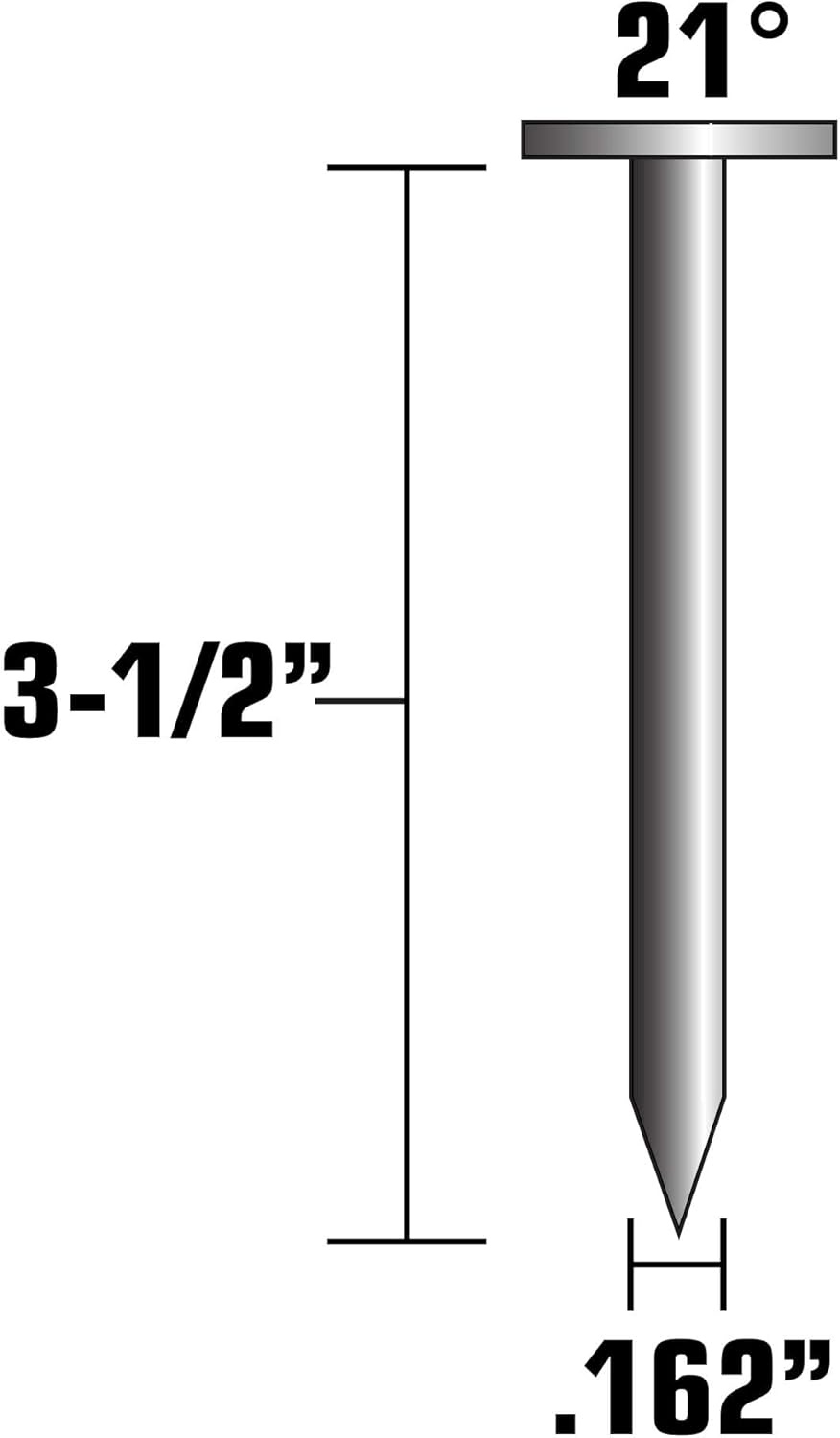 Metabo HPT 10303HPT 3-1/2-Inch x 0.162-Inch Full Round-Head Hot-Dipped Galvanized Plastic Strip Framing Nails | 3000 Count