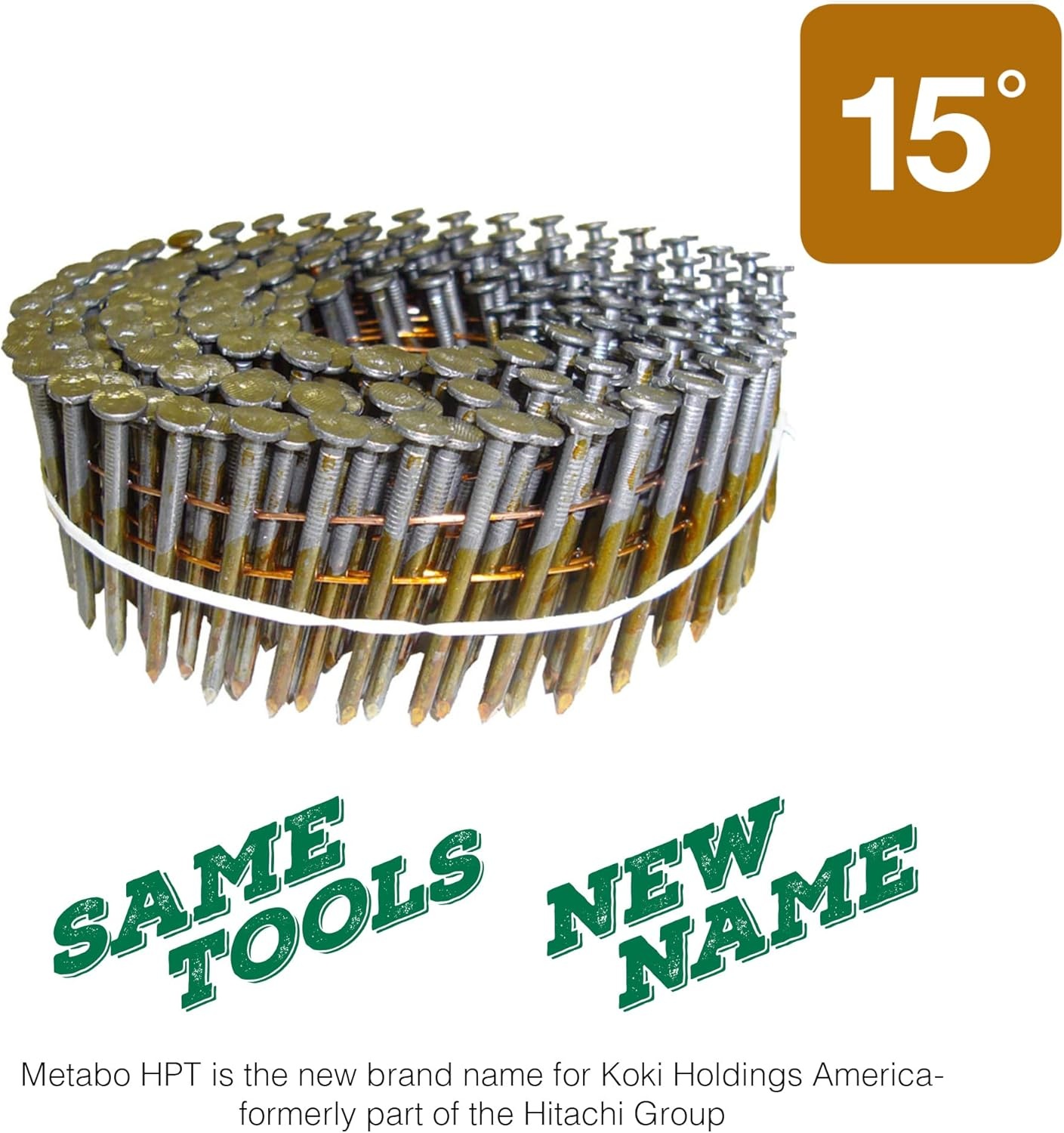 Metabo HPT Siding Nails | 1-3/4 Inch x .090 | 304 Stainless Steel | Wire Coil | Ring Shank | 900 Count | 13350HPT