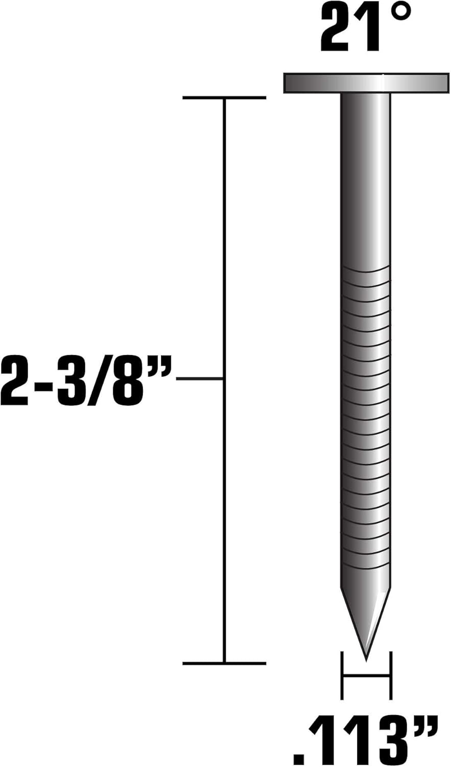 Metabo HPT Framing Nails | 2-3/8 Inch x .113 | 21 Gauge | Full Round Head | Ring Shank | Bright Basic | 5,000 Count | 10103HPT