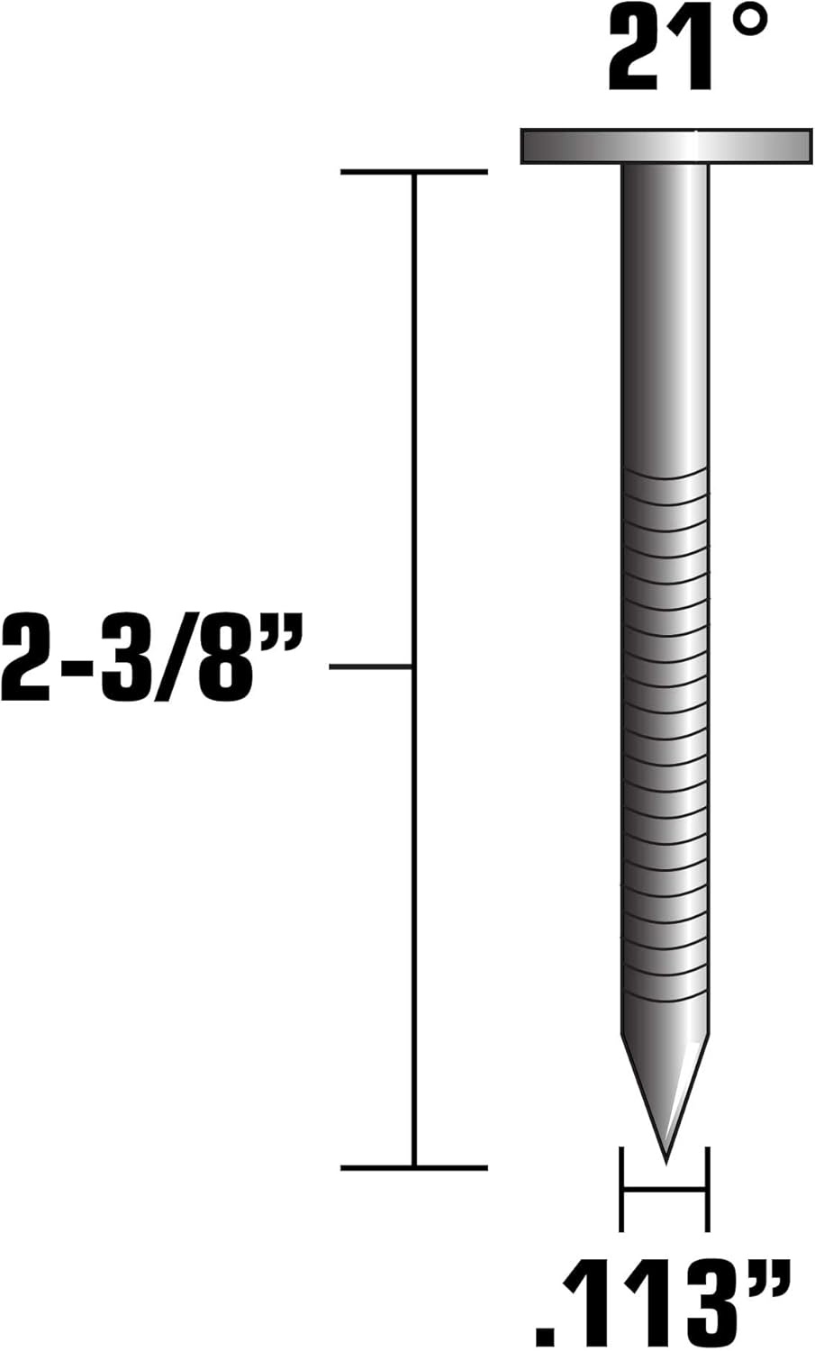 Metabo HPT Framing Nails | 2-3/8-Inch x .113 | Ring Shank | 21 Degree | Full Round Head | Hot Dipped Galvanized | 2,000 Count | 10161MHPT