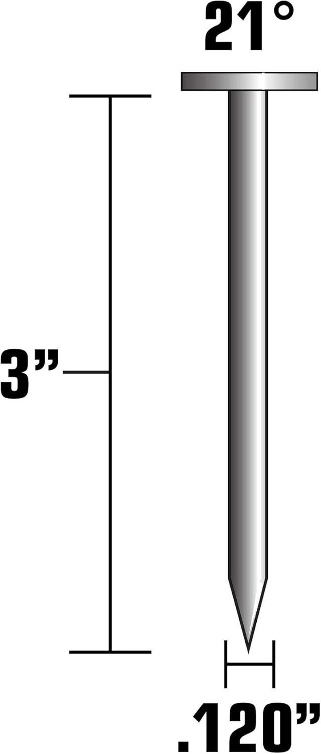 Metabo HPT Framing Nails | 3-in x .120 | 21 Degree | Bright | Smooth | 1,000 Count | 20105SHPT(No Size)