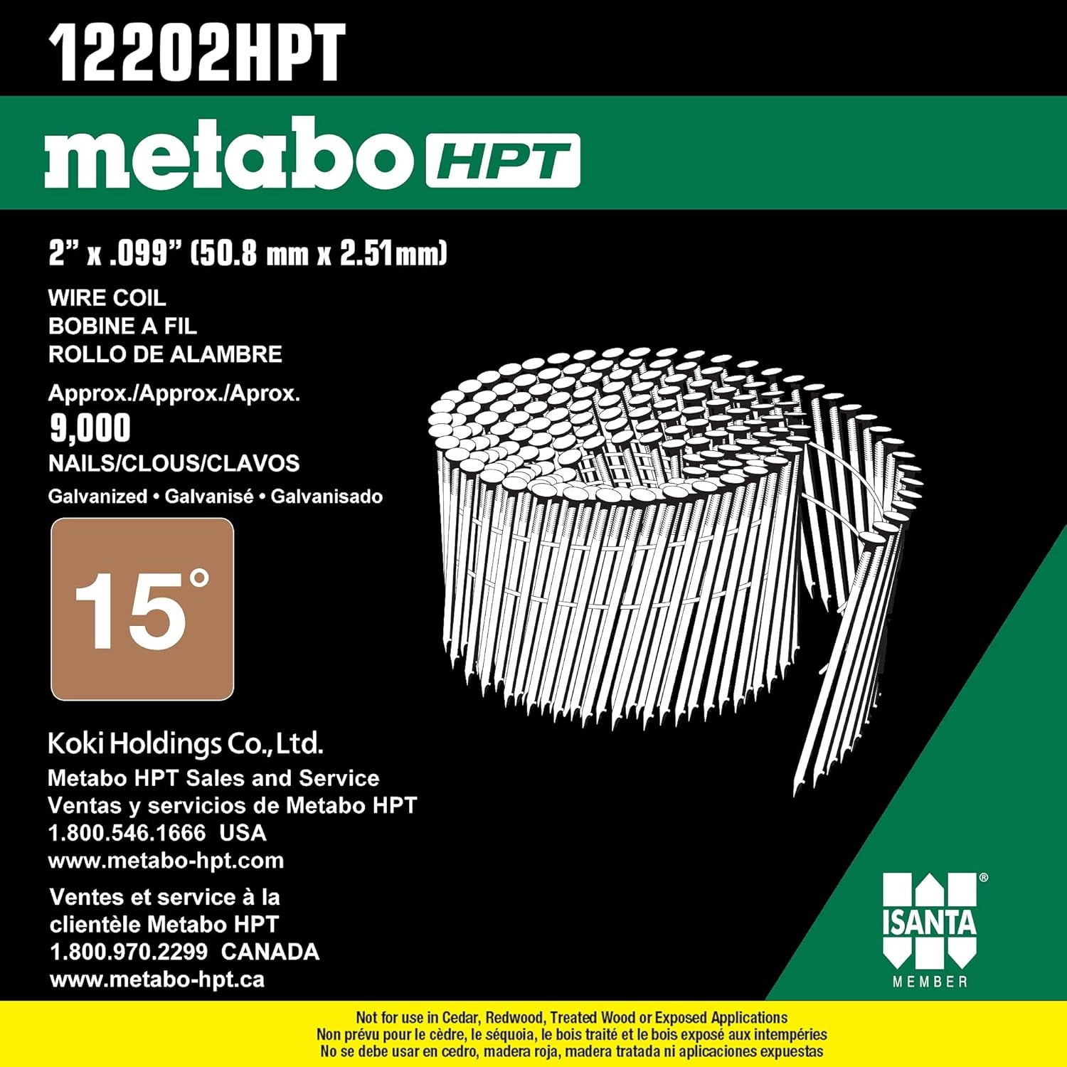 Metabo HPT Framing Nails, 2″ x .099, Full Round Head, Wire Coil | 9000 Count | 12202HPT