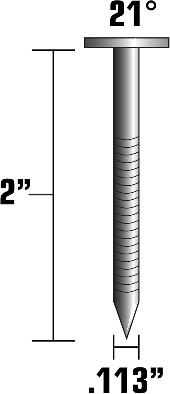 Metabo HPT Framing Nails, 2″ x .113, Stainless Steel, RS, Ss, Rh, Full Round Head, Plastic Strip, 1000 Count (10148SHPT)