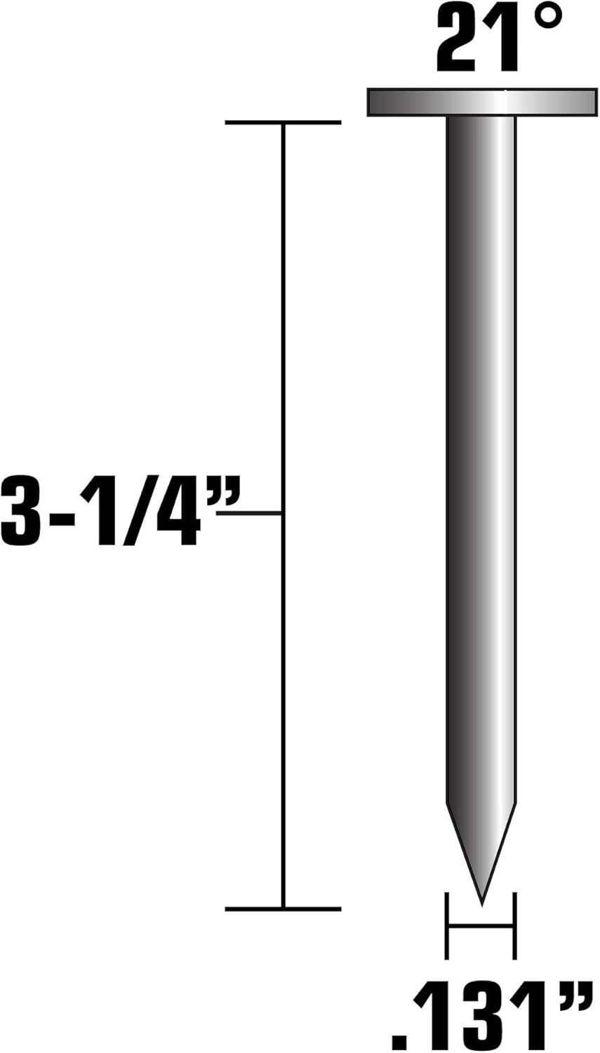 Metabo HPT Framing Nails | 3-1/4 In. x .131 | 21 Degree | Full Round Head | Smooth Shank | Hot Dipped Galvanized | 4000 Count | 10163HPT