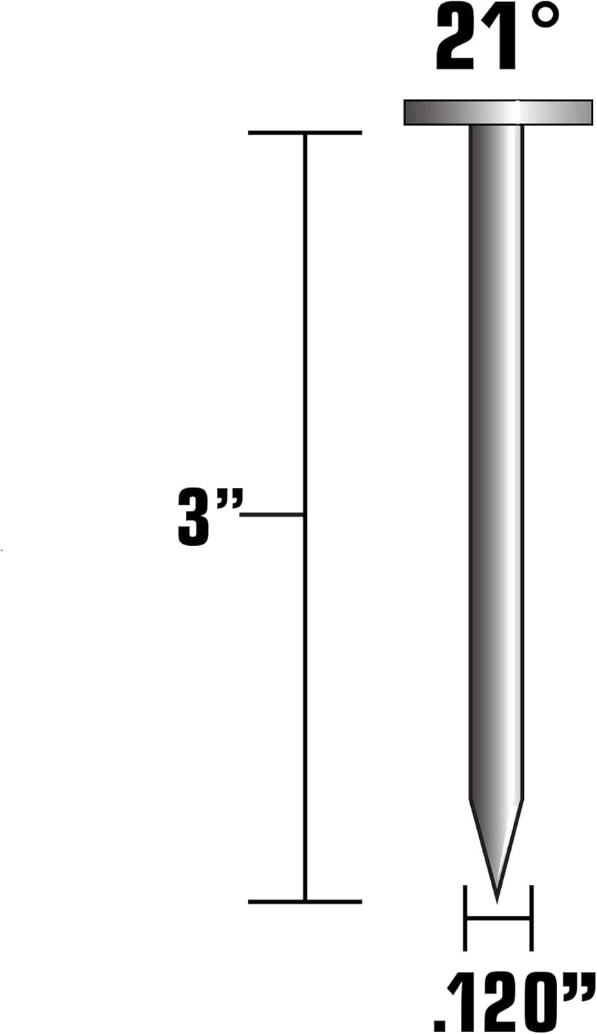 Metabo HPT Framing Nails | 3 In. x .120 | 21 Degree | Full Round Head | Bright Basic | Ring Shank | 4,000 Count | 10133HPT