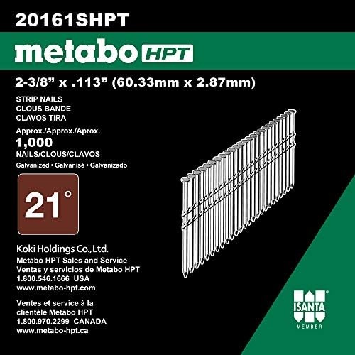 Metabo HPT Framing Nails | 2-3/8 Inch x .113 | 21 Degree | Flat Round Head | Ring Shank | 1,000 Count | 20161SHPT(No Size)
