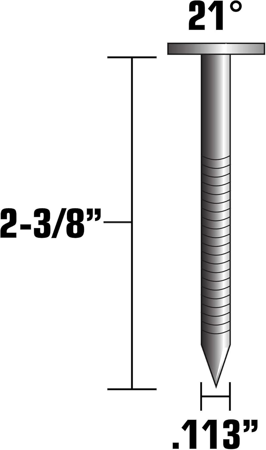 Metabo HPT Framing Nails | 2-3/8 Inch x .113 | 21 Degree | Flat Round Head | Ring Shank | 1,000 Count | 20161SHPT(No Size (Pack of 4))