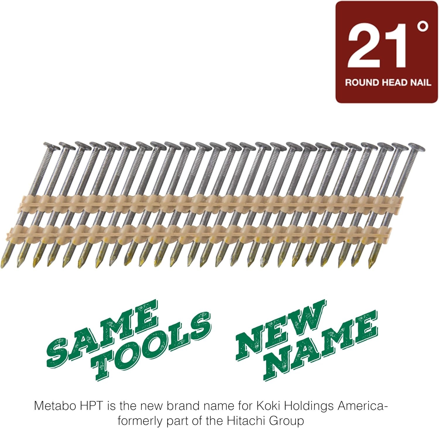 Metabo HPT 3-1/4 Inch Full Round Head Plastic Strip Framing Nails | 2,000 Count | 10166MHPT